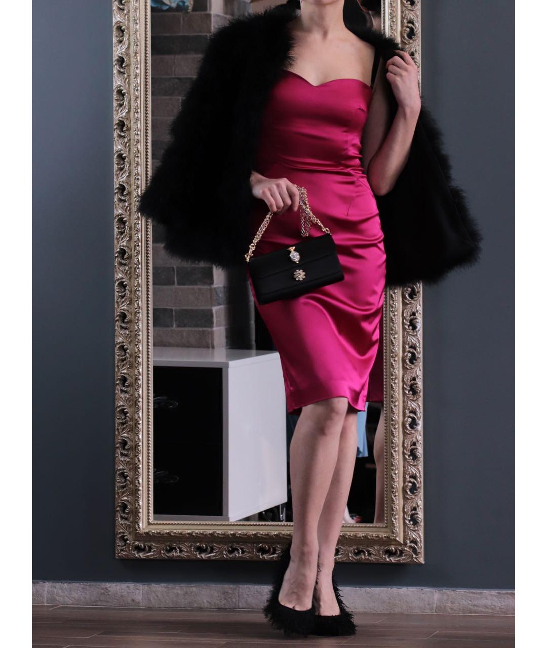 DOLCE&GABBANA Фуксия полиэстеровое коктейльное платье, фото 8