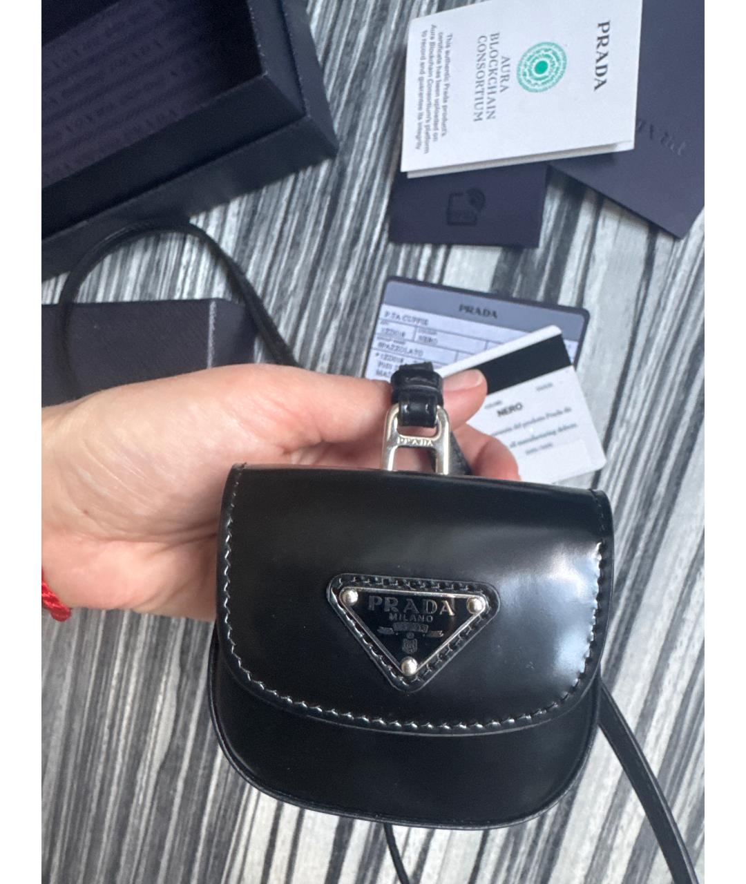 PRADA Черная кожаная сумка через плечо, фото 8