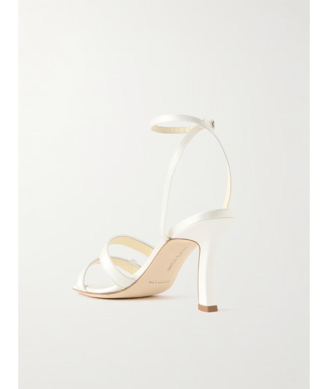 MANOLO BLAHNIK Бежевые текстильные босоножки, фото 3