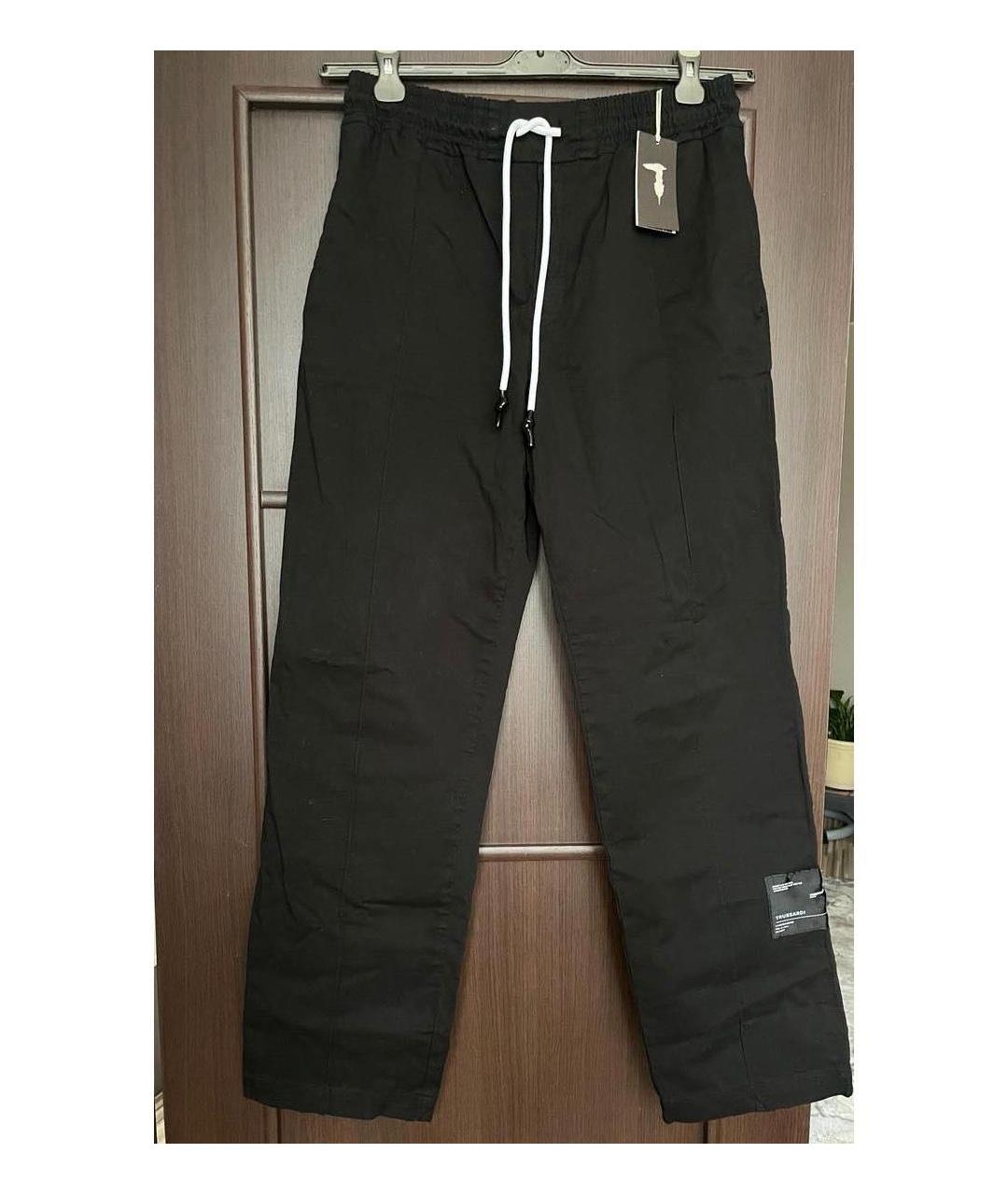 TRUSSARDI Черные хлопко-эластановые повседневные брюки, фото 7