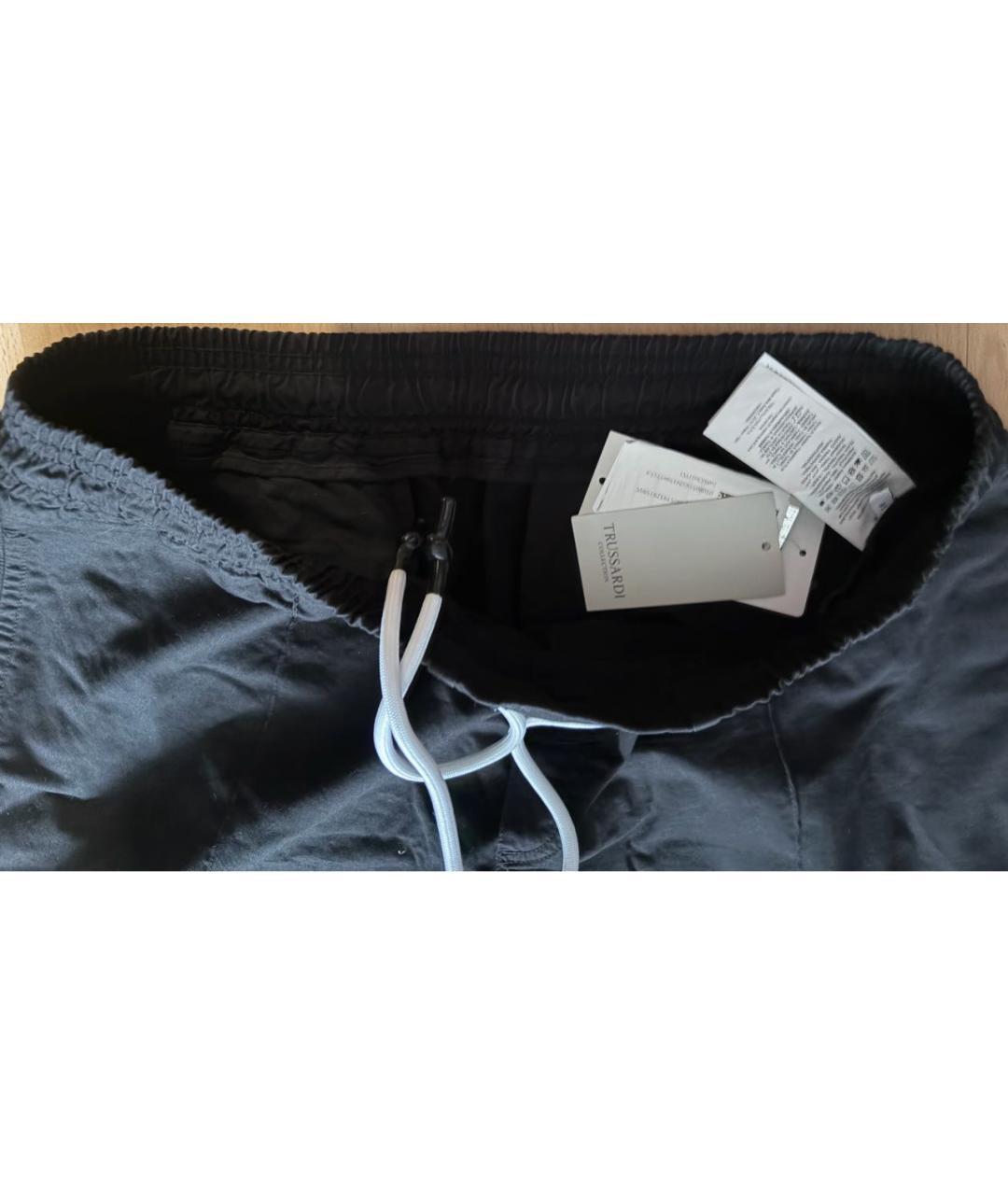 TRUSSARDI Черные хлопко-эластановые повседневные брюки, фото 3