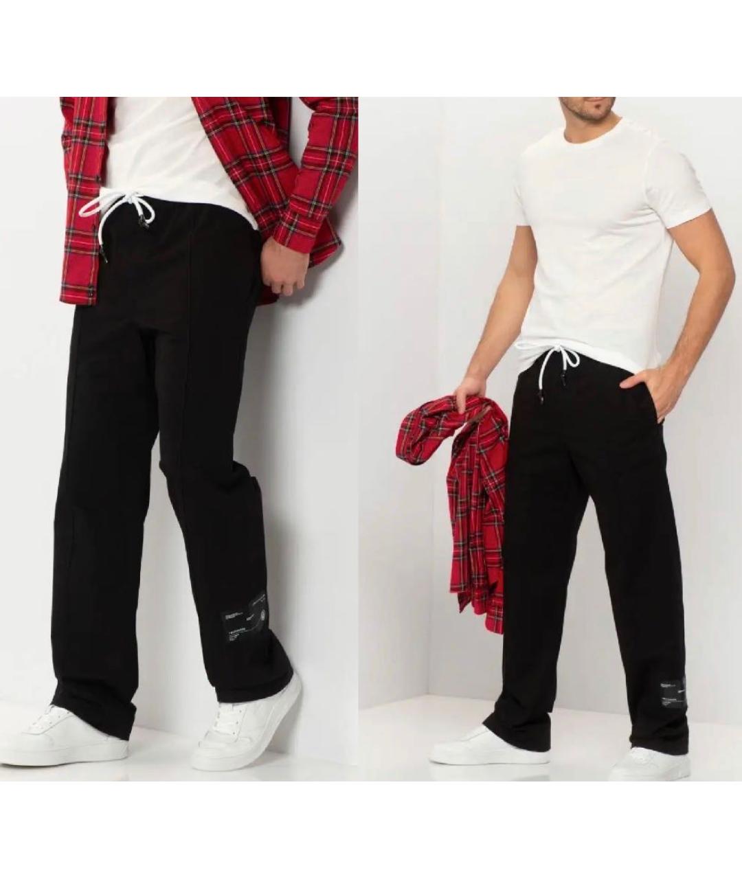 TRUSSARDI Черные хлопко-эластановые повседневные брюки, фото 6