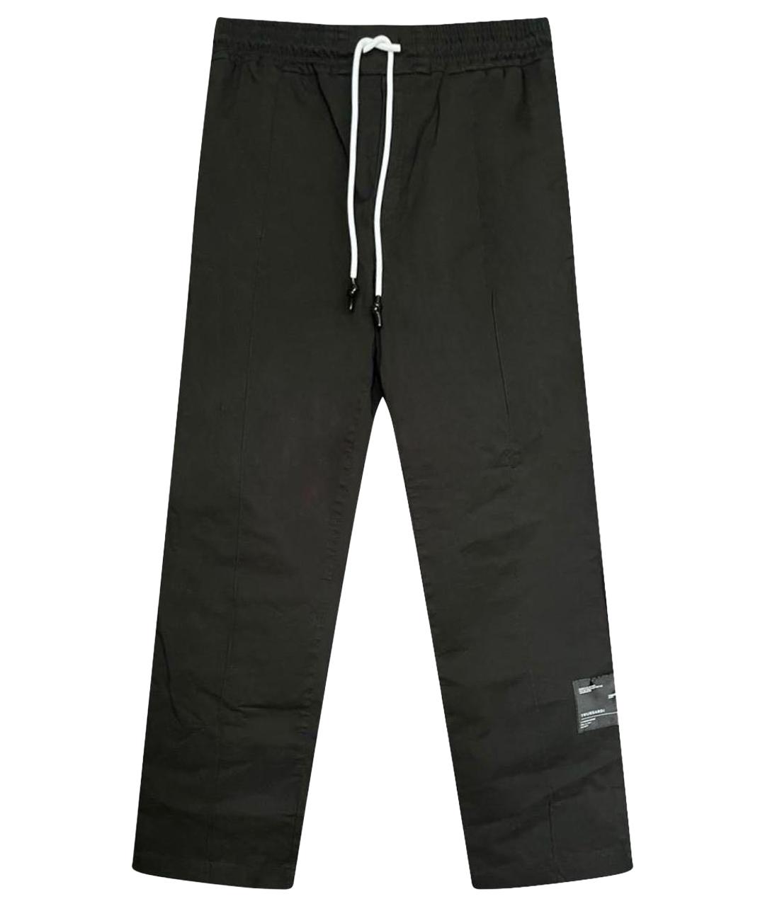 TRUSSARDI Черные хлопко-эластановые повседневные брюки, фото 1