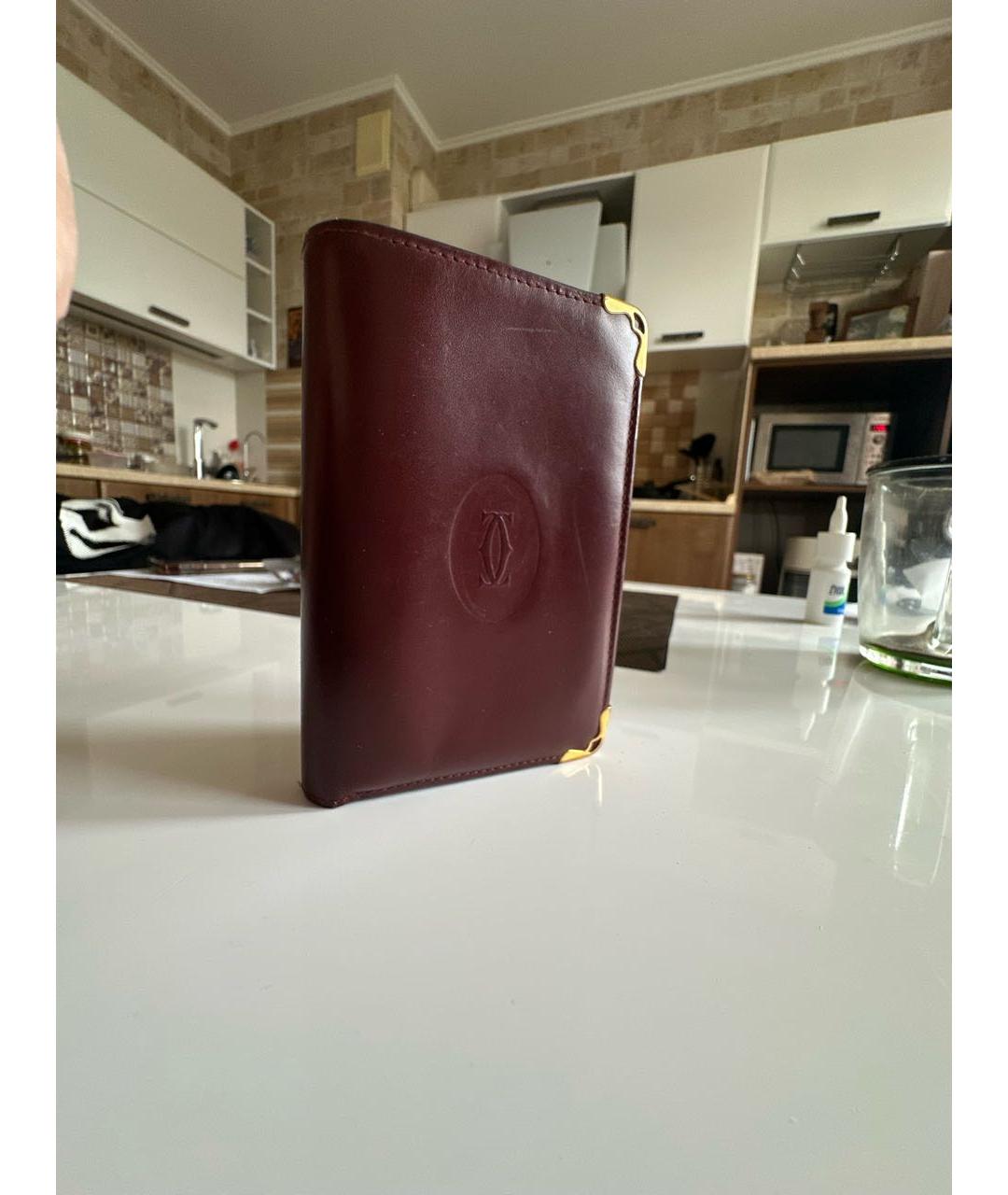 CARTIER Бордовый кожаный кошелек, фото 2