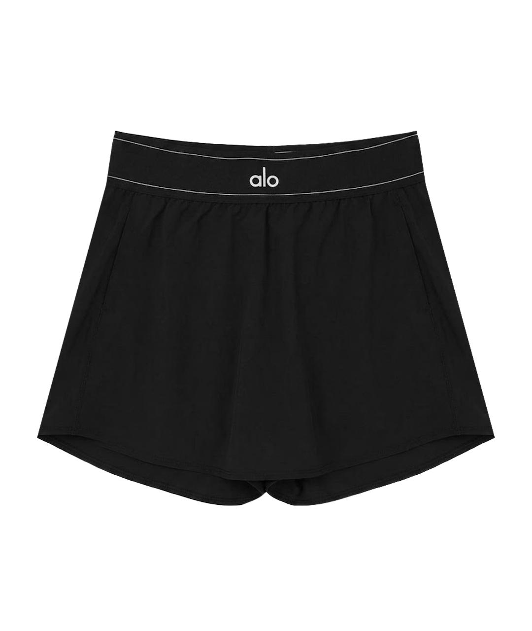 ALO YOGA Черная полиэстеровая юбка-шорты, фото 1