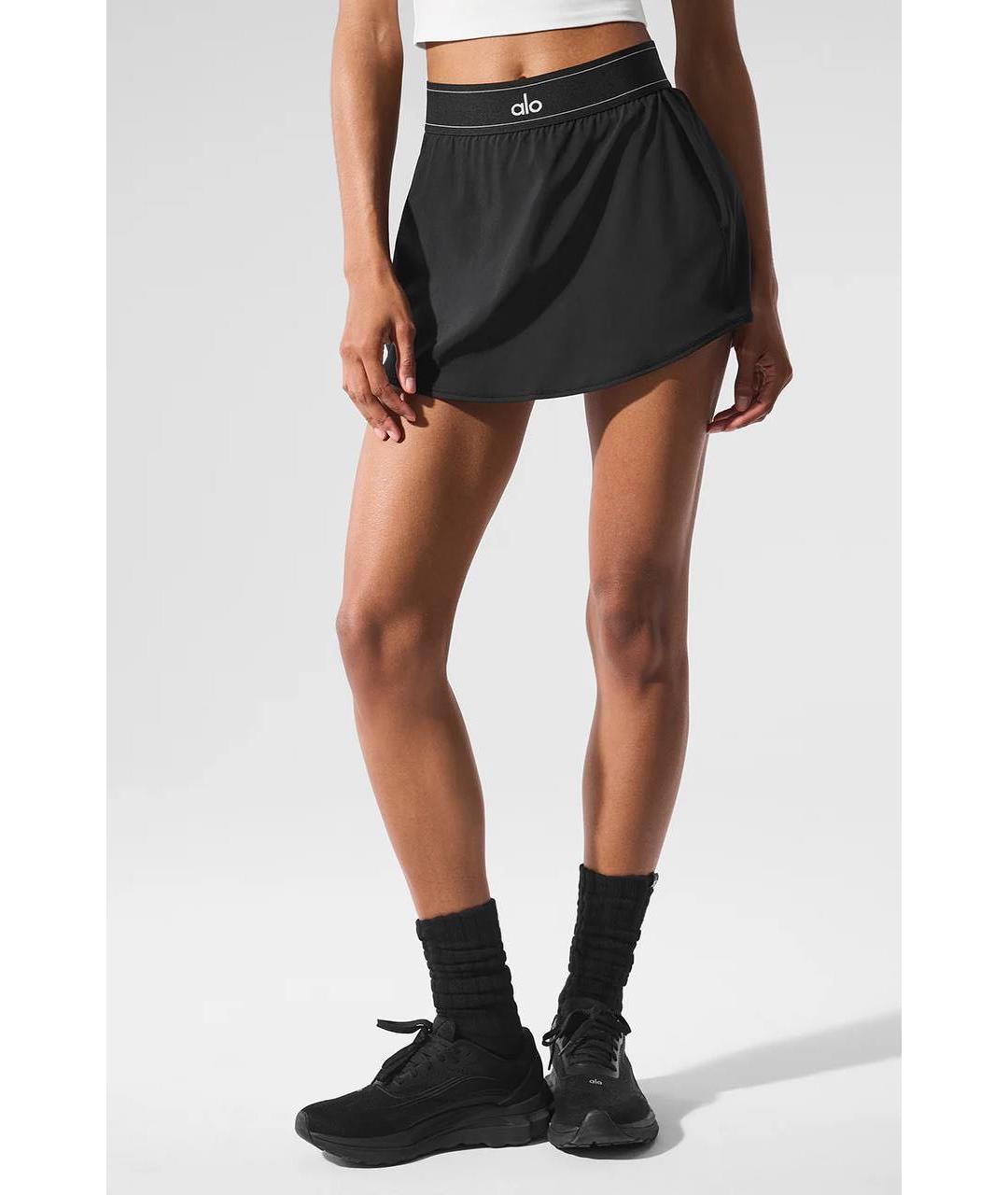 ALO YOGA Черная полиэстеровая юбка-шорты, фото 2