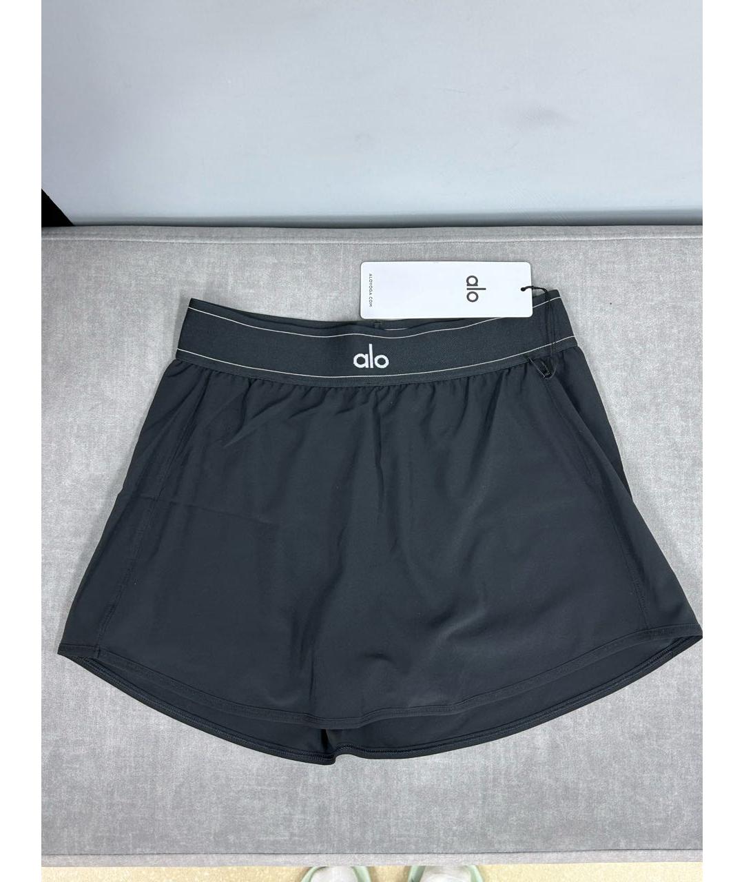 ALO YOGA Черная полиэстеровая юбка-шорты, фото 5