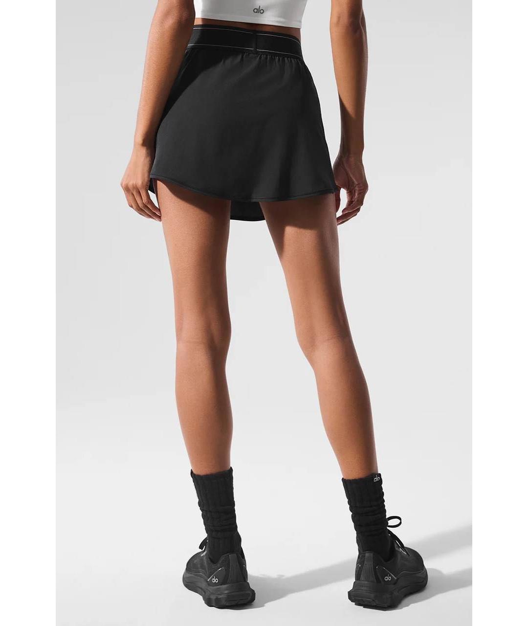 ALO YOGA Черная полиэстеровая юбка-шорты, фото 3