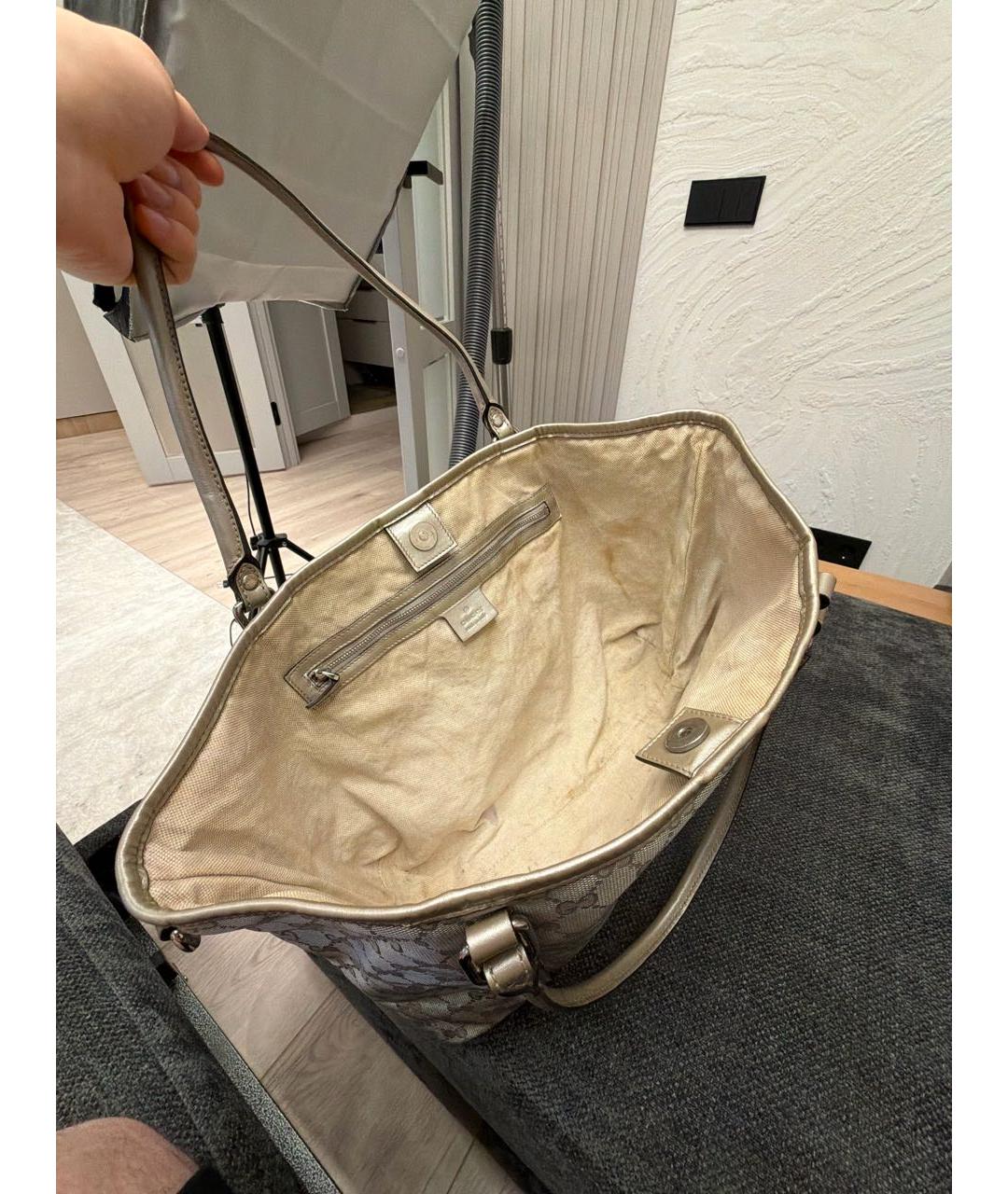 GUCCI Серебряная сумка тоут, фото 4