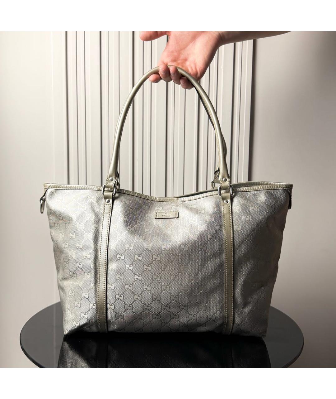 GUCCI Серебряная сумка тоут, фото 9