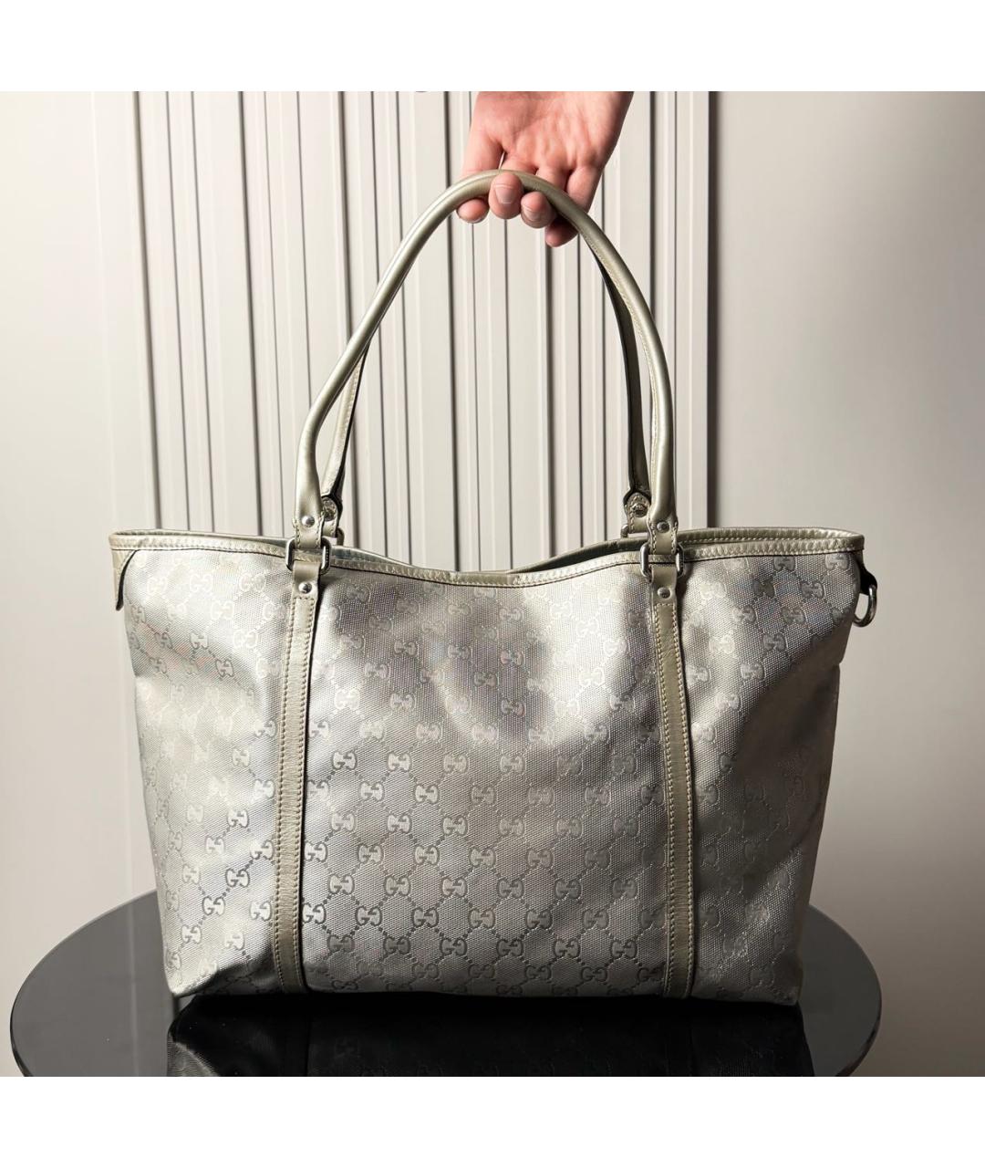 GUCCI Серебряная сумка тоут, фото 3