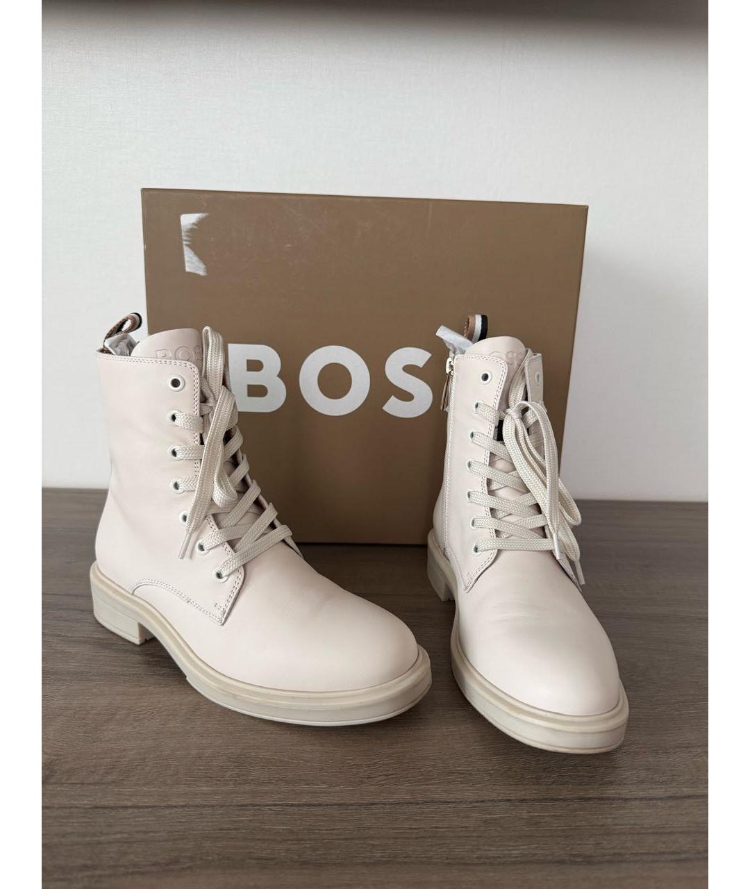 HUGO BOSS Бежевые кожаные ботинки, фото 3