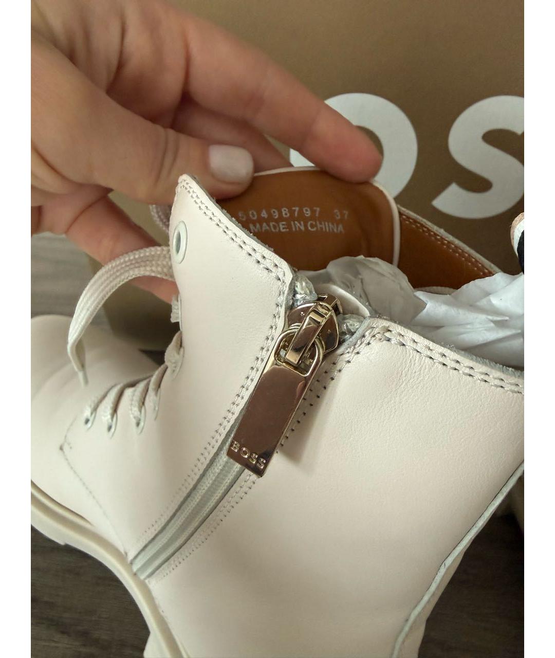 HUGO BOSS Бежевые кожаные ботинки, фото 4