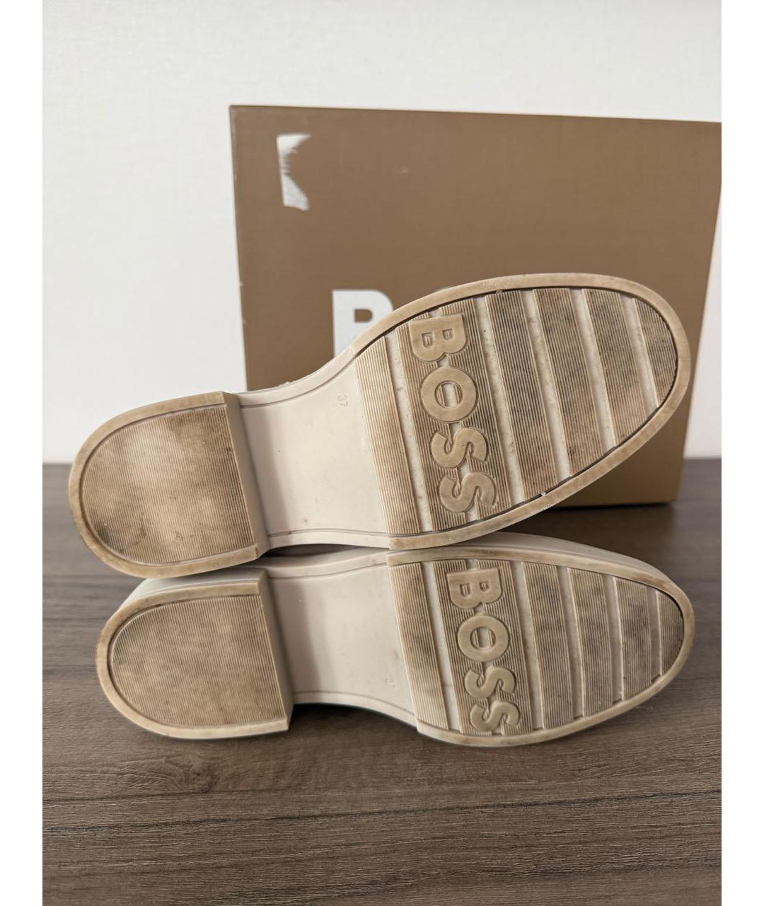 HUGO BOSS Бежевые кожаные ботинки, фото 5