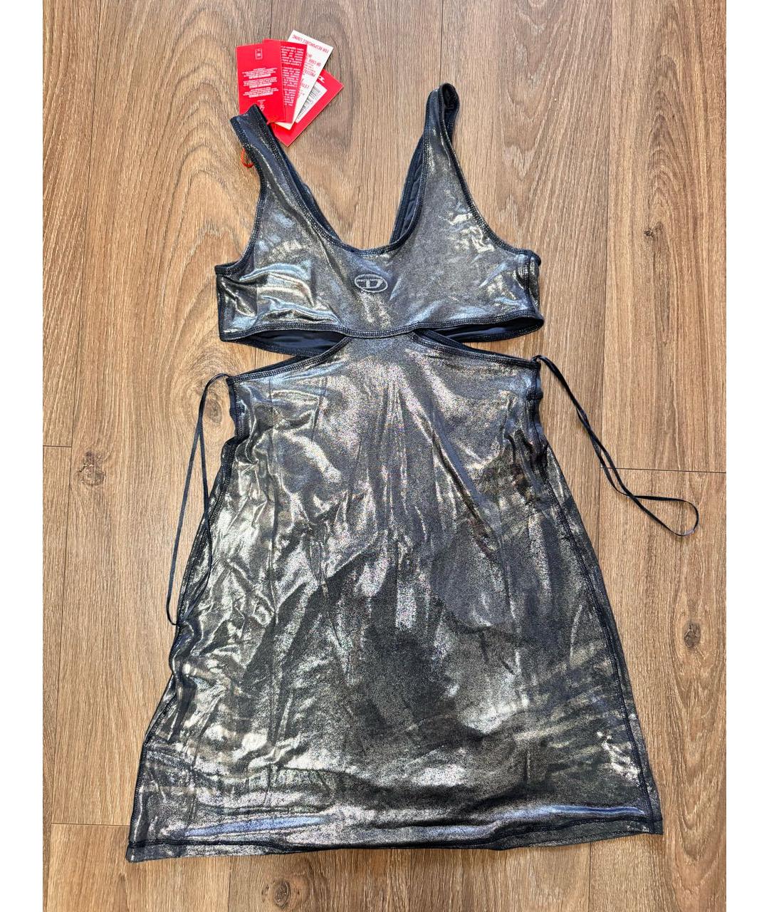 DIESEL Серебряное ацетатное коктейльное платье, фото 5