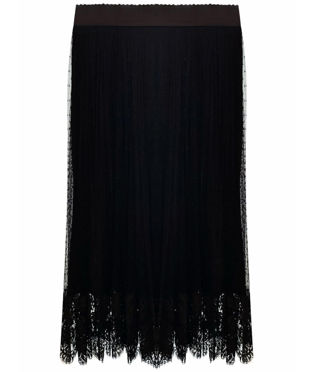 DOLCE&GABBANA Черная кружевная юбка миди, фото 1