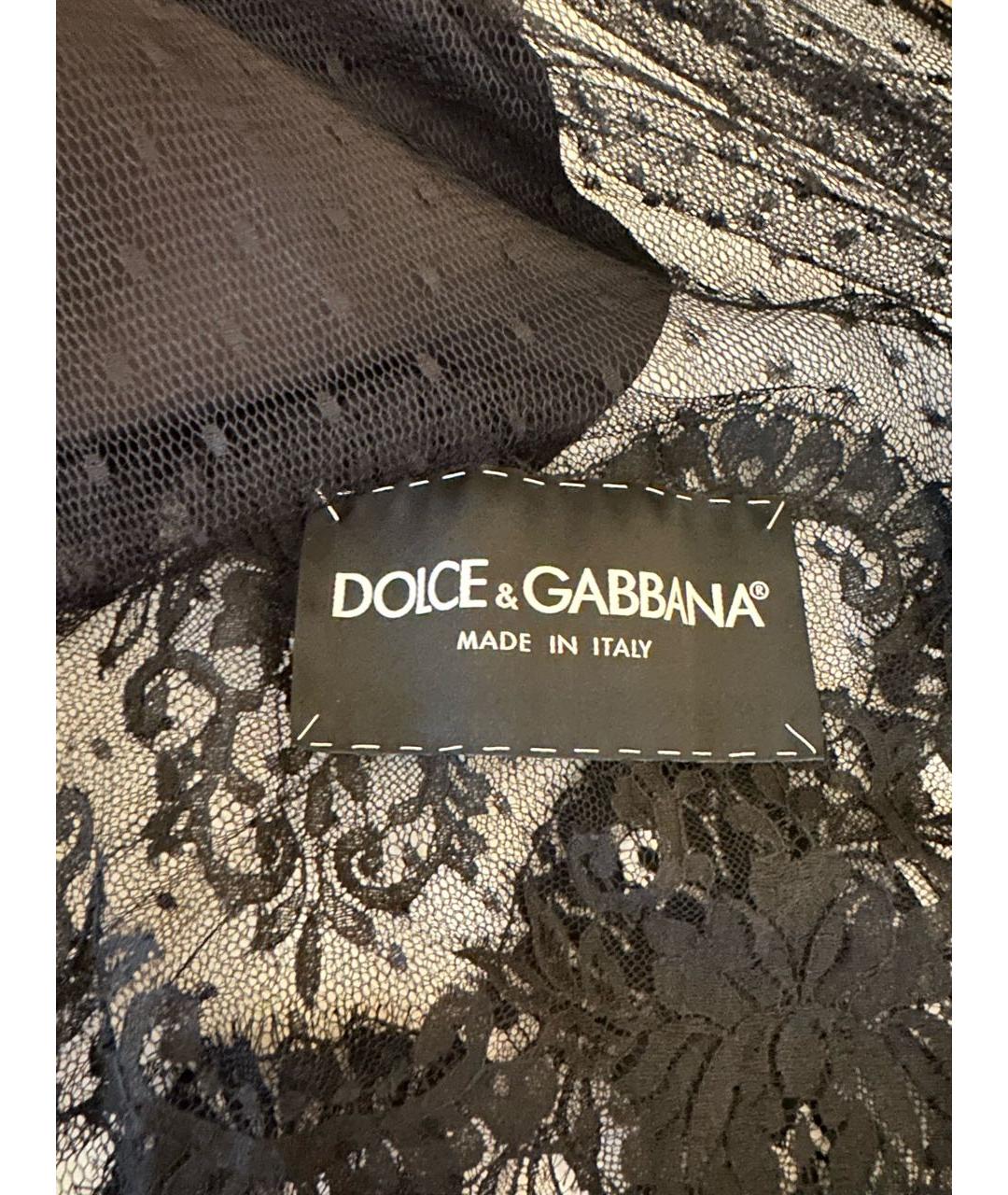 DOLCE&GABBANA Черная кружевная юбка миди, фото 4