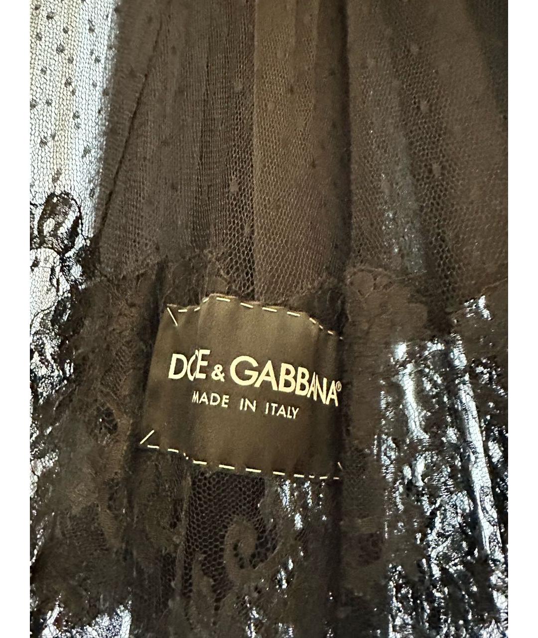 DOLCE&GABBANA Черная кружевная юбка миди, фото 7