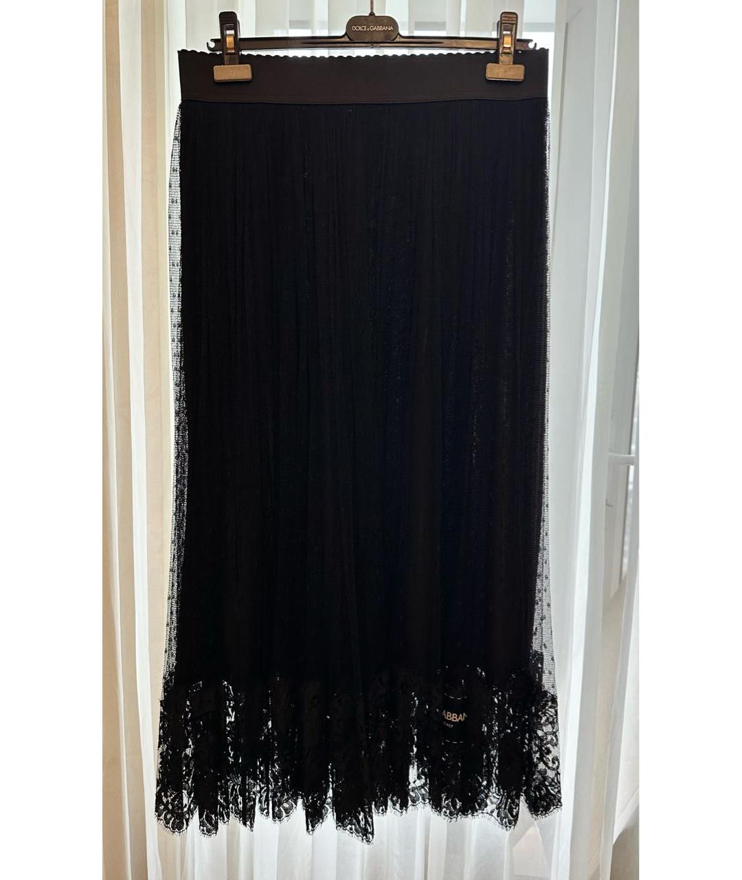 DOLCE&GABBANA Черная кружевная юбка миди, фото 9