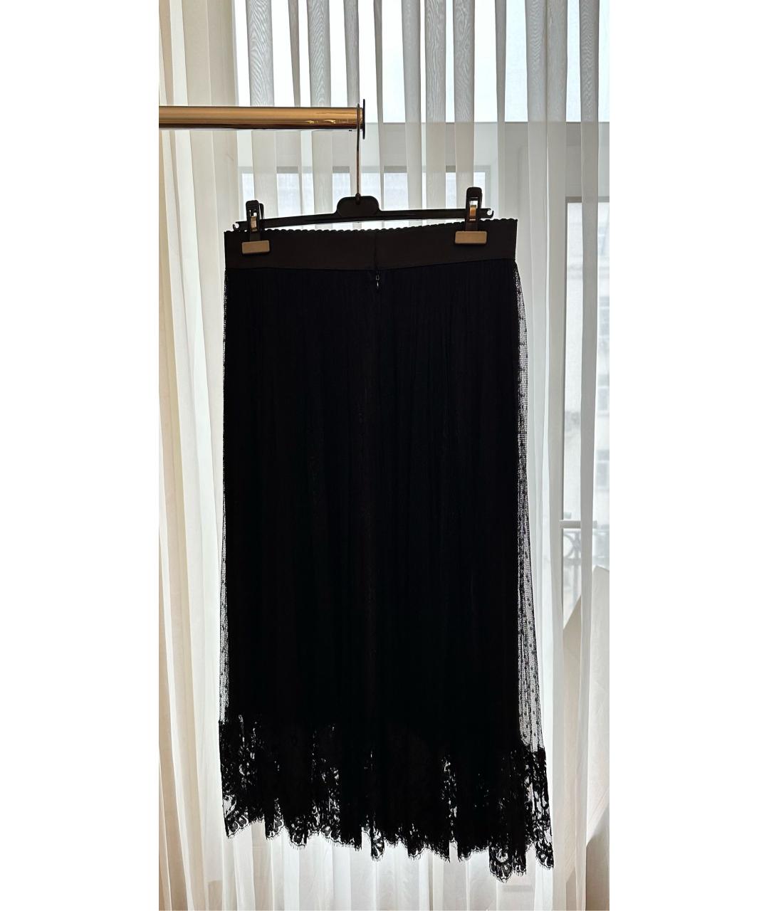 DOLCE&GABBANA Черная кружевная юбка миди, фото 2