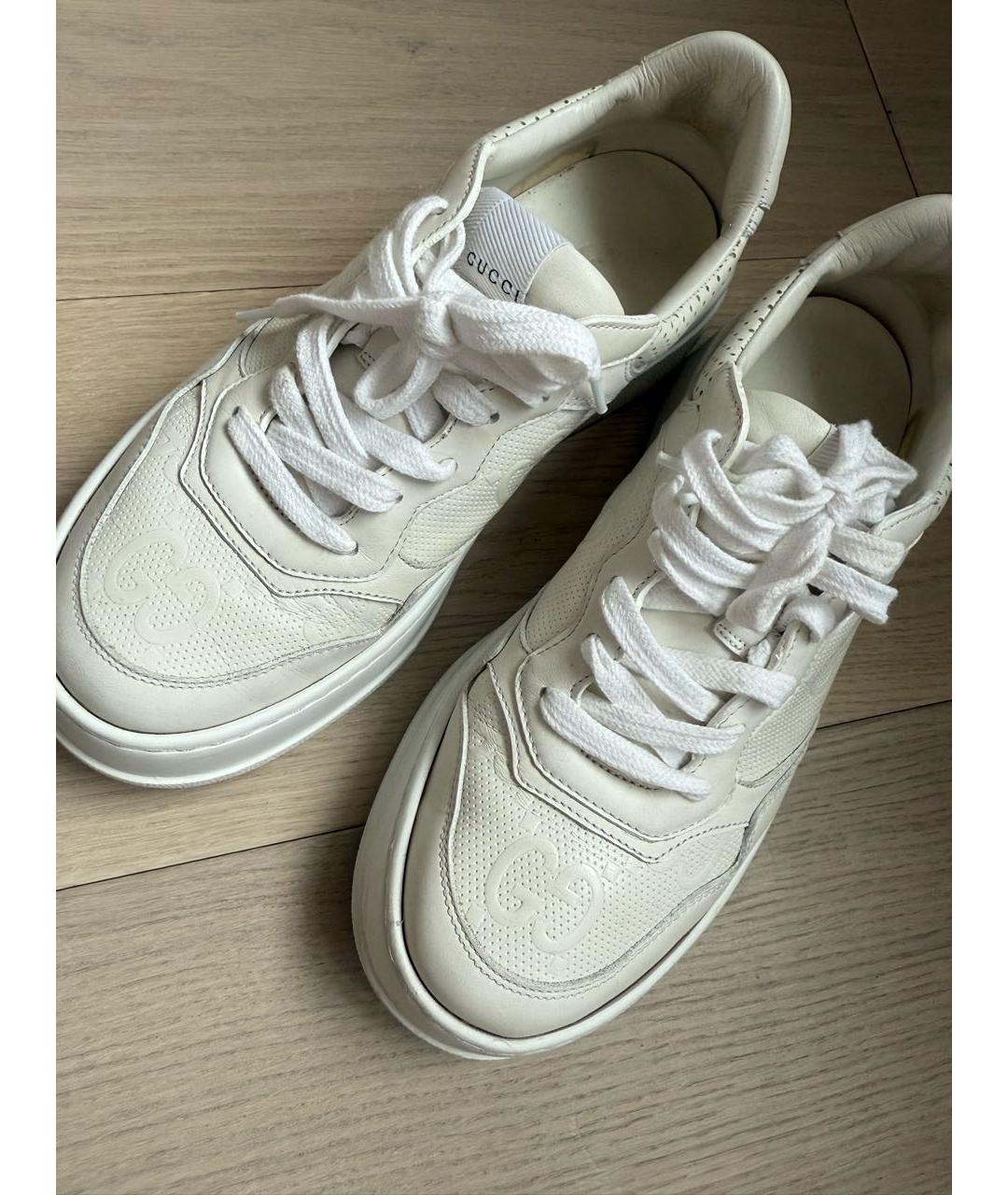 GUCCI Белые кожаные кроссовки, фото 3