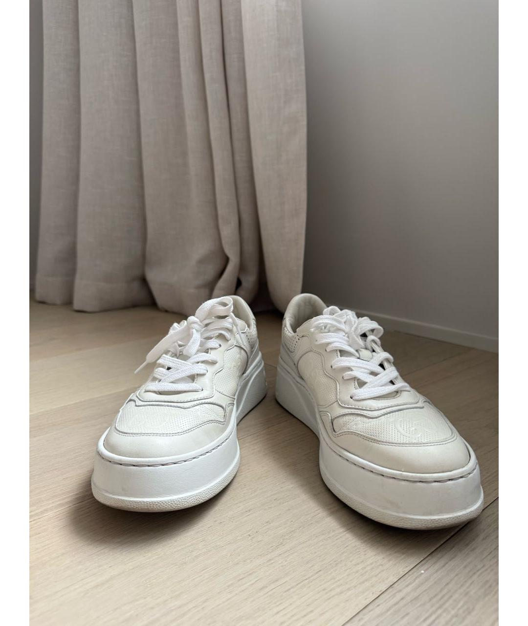 GUCCI Белые кожаные кроссовки, фото 2