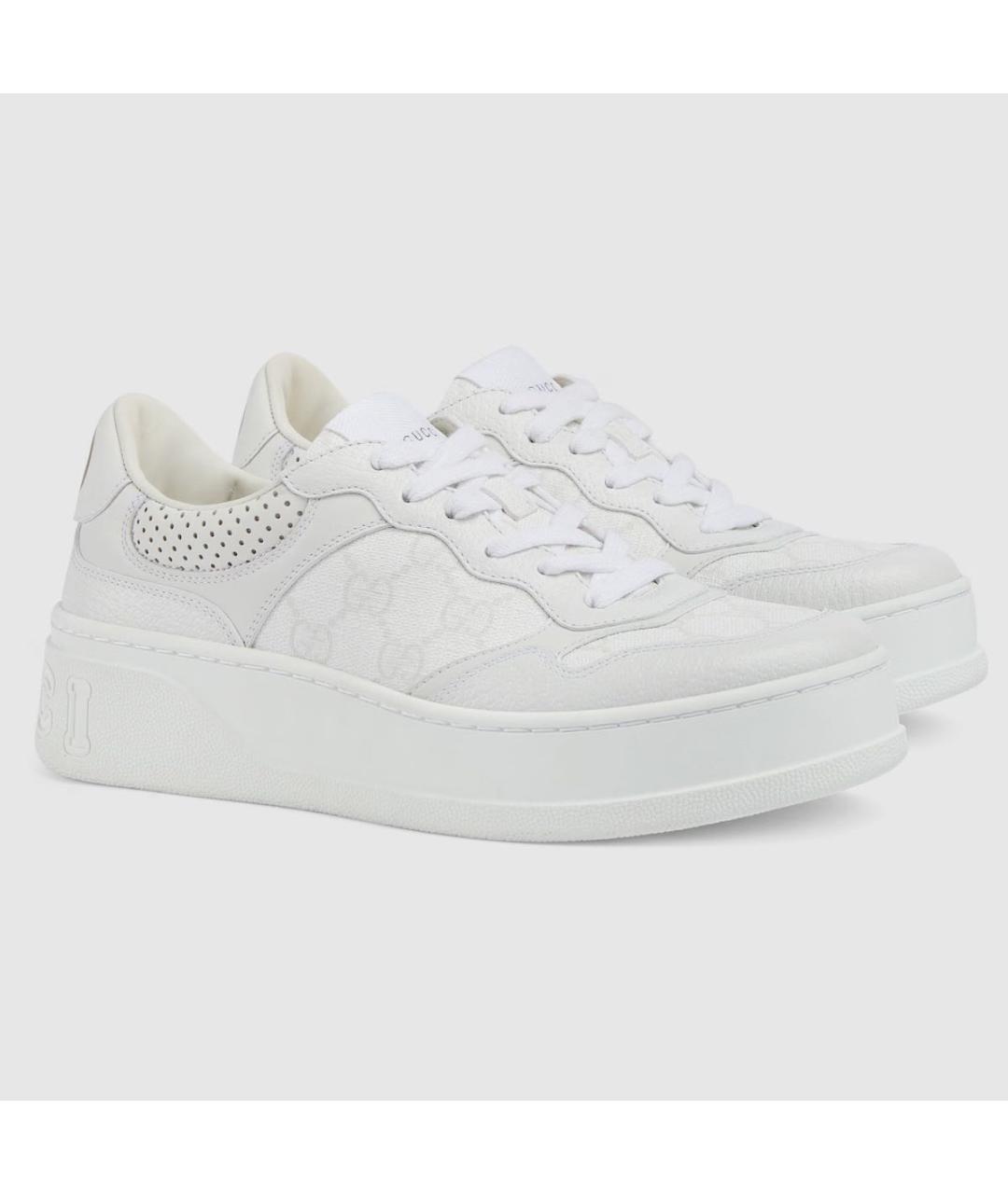 GUCCI Белые кожаные кроссовки, фото 4