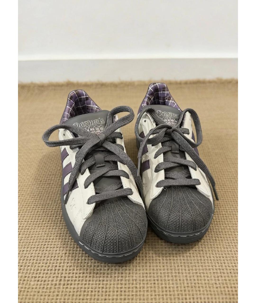 ADIDAS Серые кожаные низкие кроссовки / кеды, фото 2