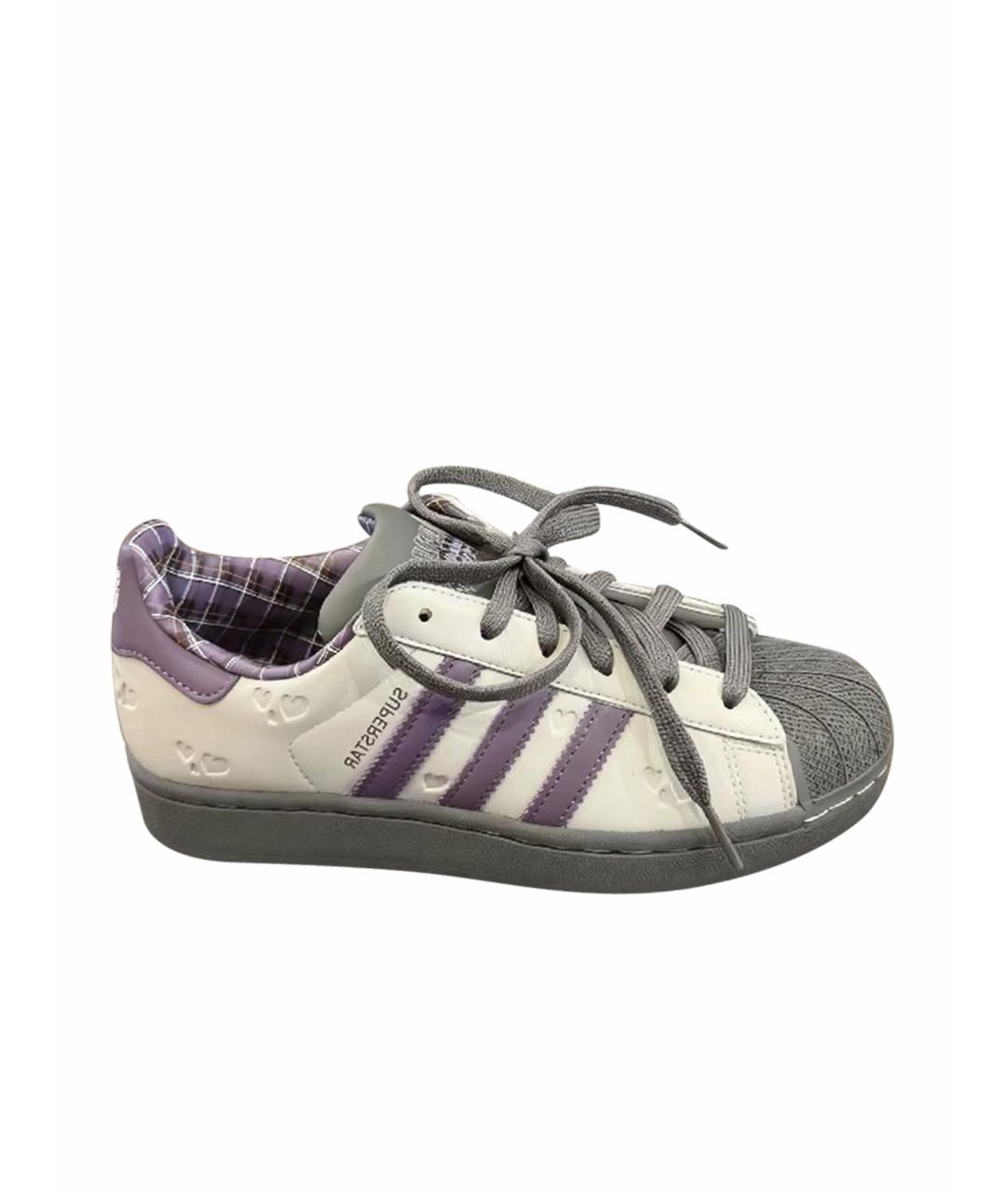 ADIDAS Серые кожаные низкие кроссовки / кеды, фото 1