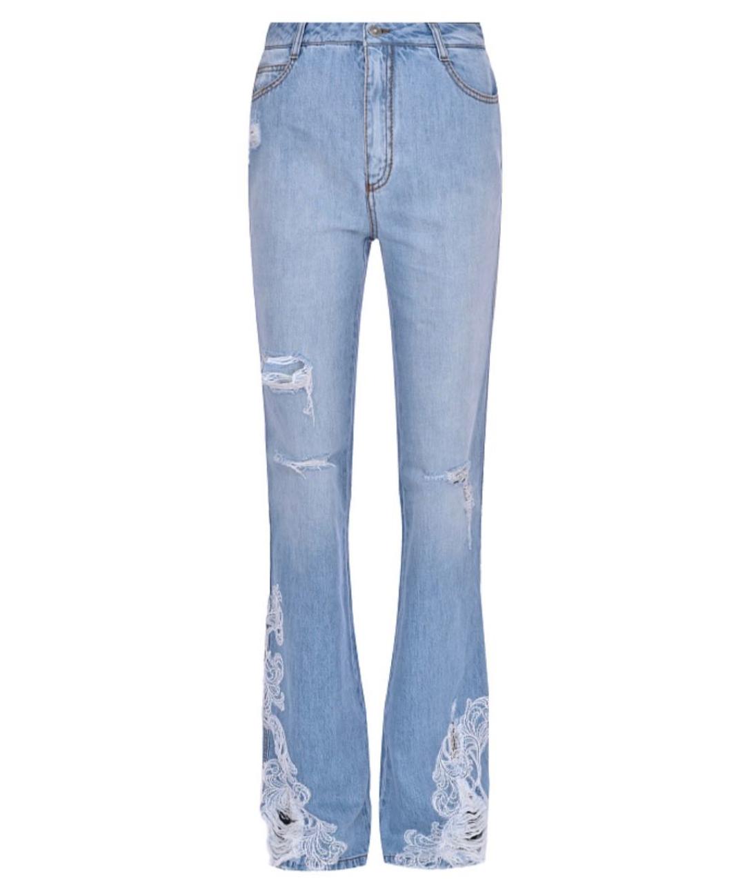 ERMANNO SCERVINO Голубые хлопковые джинсы клеш, фото 9
