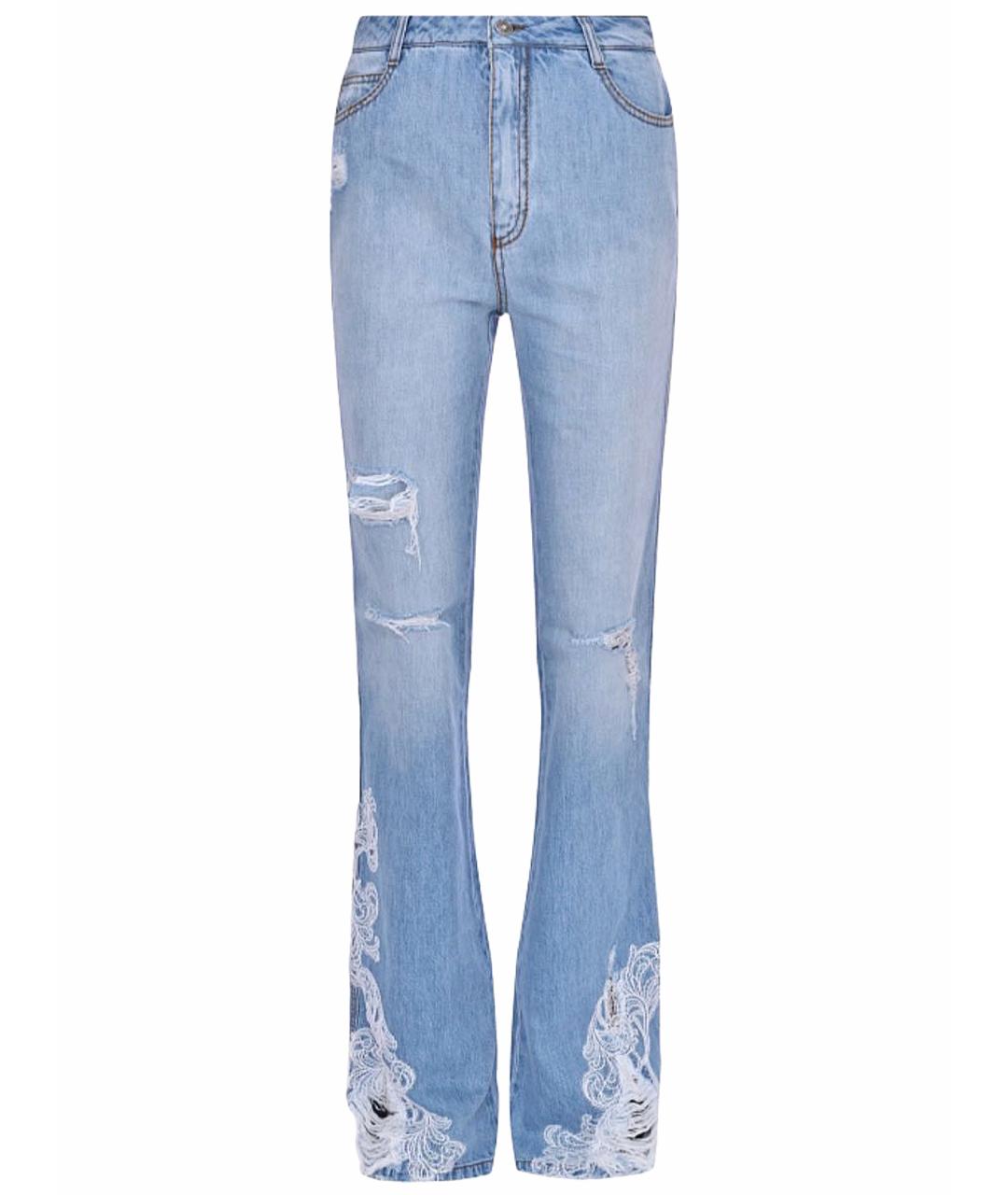 ERMANNO SCERVINO Голубые хлопковые джинсы клеш, фото 1