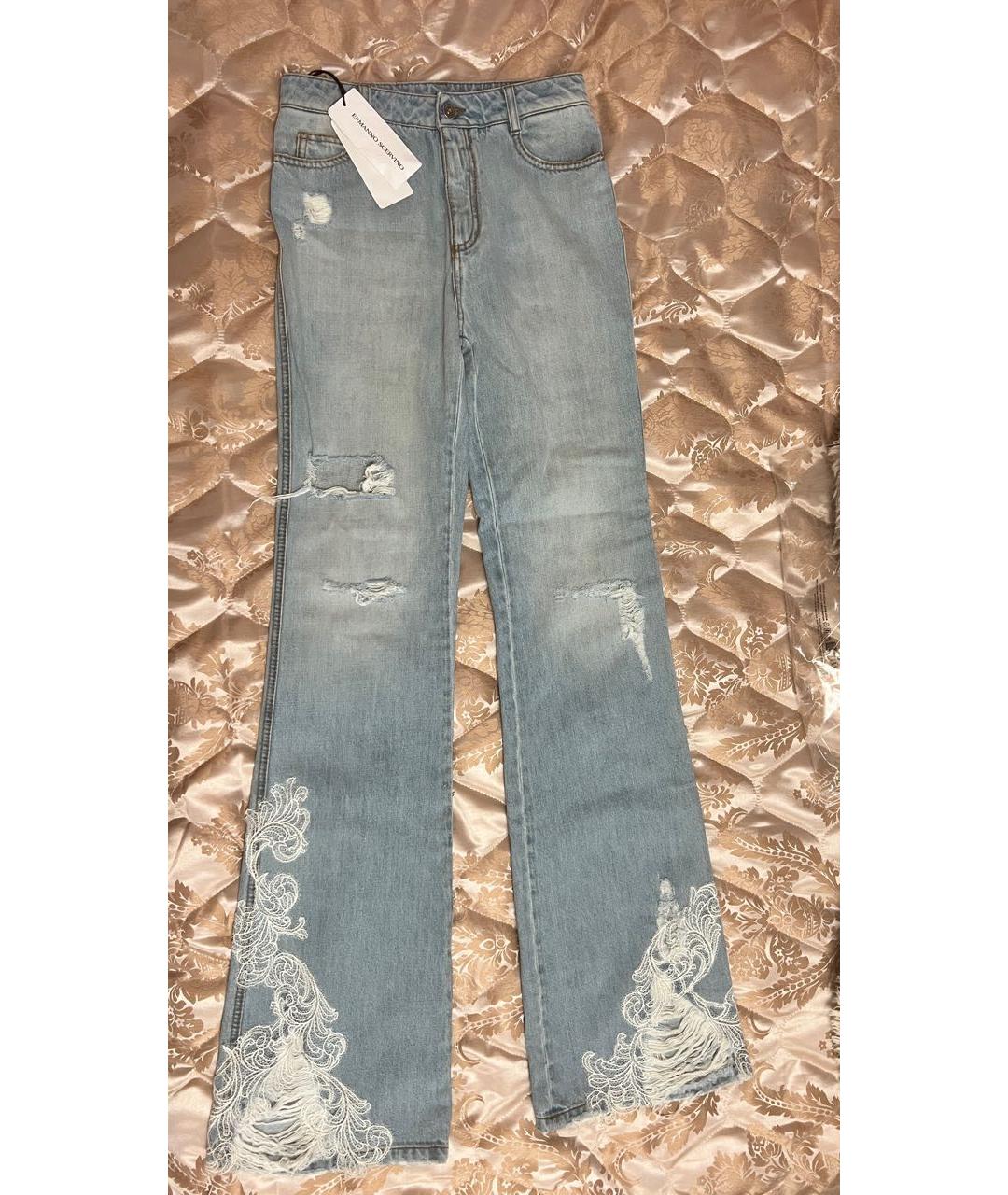 ERMANNO SCERVINO Голубые хлопковые джинсы клеш, фото 7