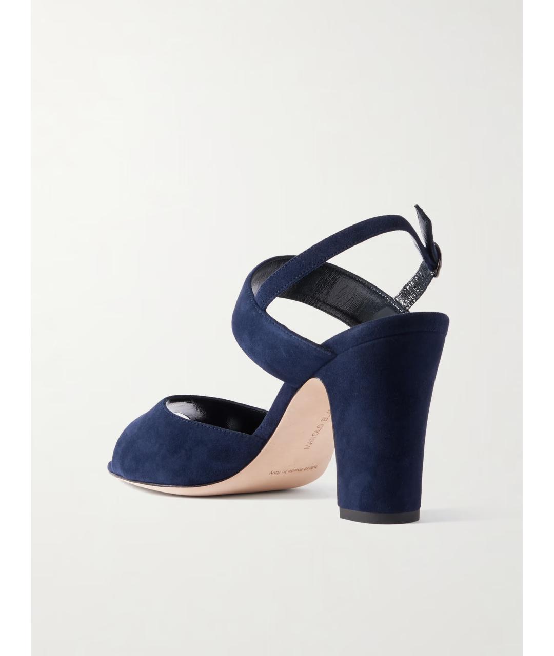 MANOLO BLAHNIK Темно-синие замшевые босоножки, фото 3