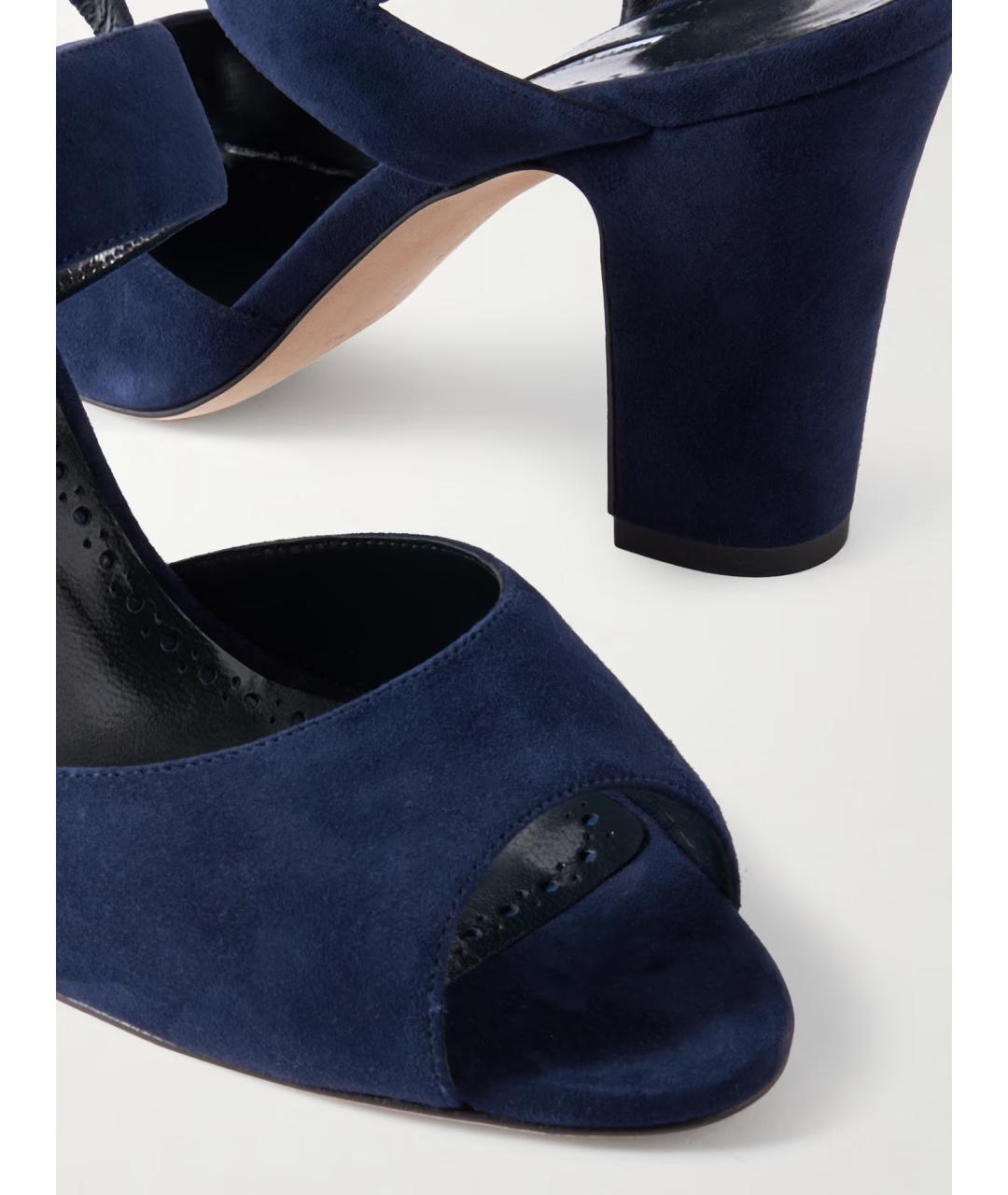 MANOLO BLAHNIK Темно-синие замшевые босоножки, фото 4