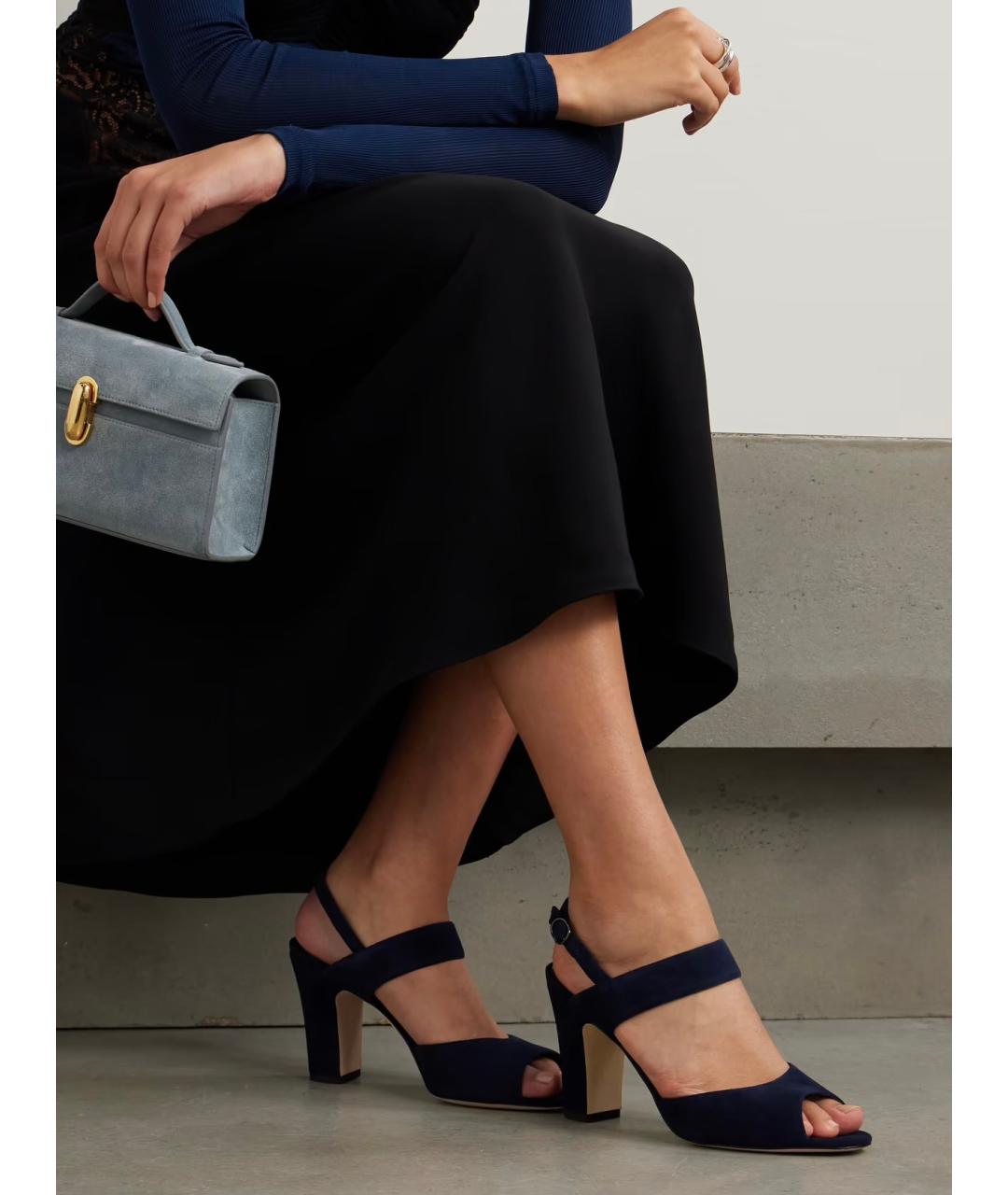 MANOLO BLAHNIK Темно-синие замшевые босоножки, фото 2