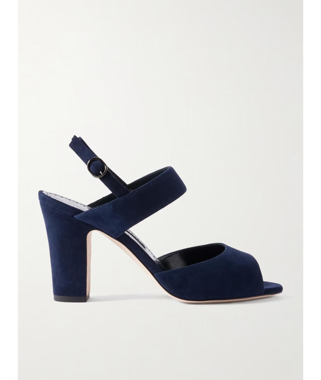 MANOLO BLAHNIK Темно-синие замшевые босоножки, фото 5