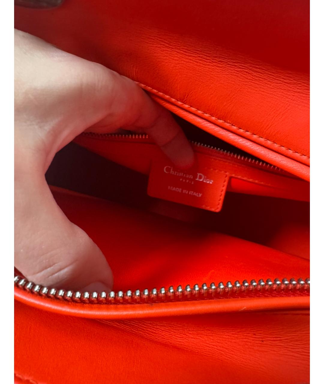 CHRISTIAN DIOR Красная кожаная сумка с короткими ручками, фото 4