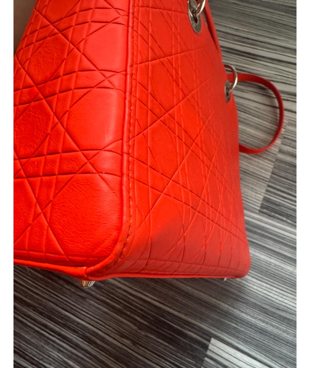 CHRISTIAN DIOR Красная кожаная сумка с короткими ручками, фото 9