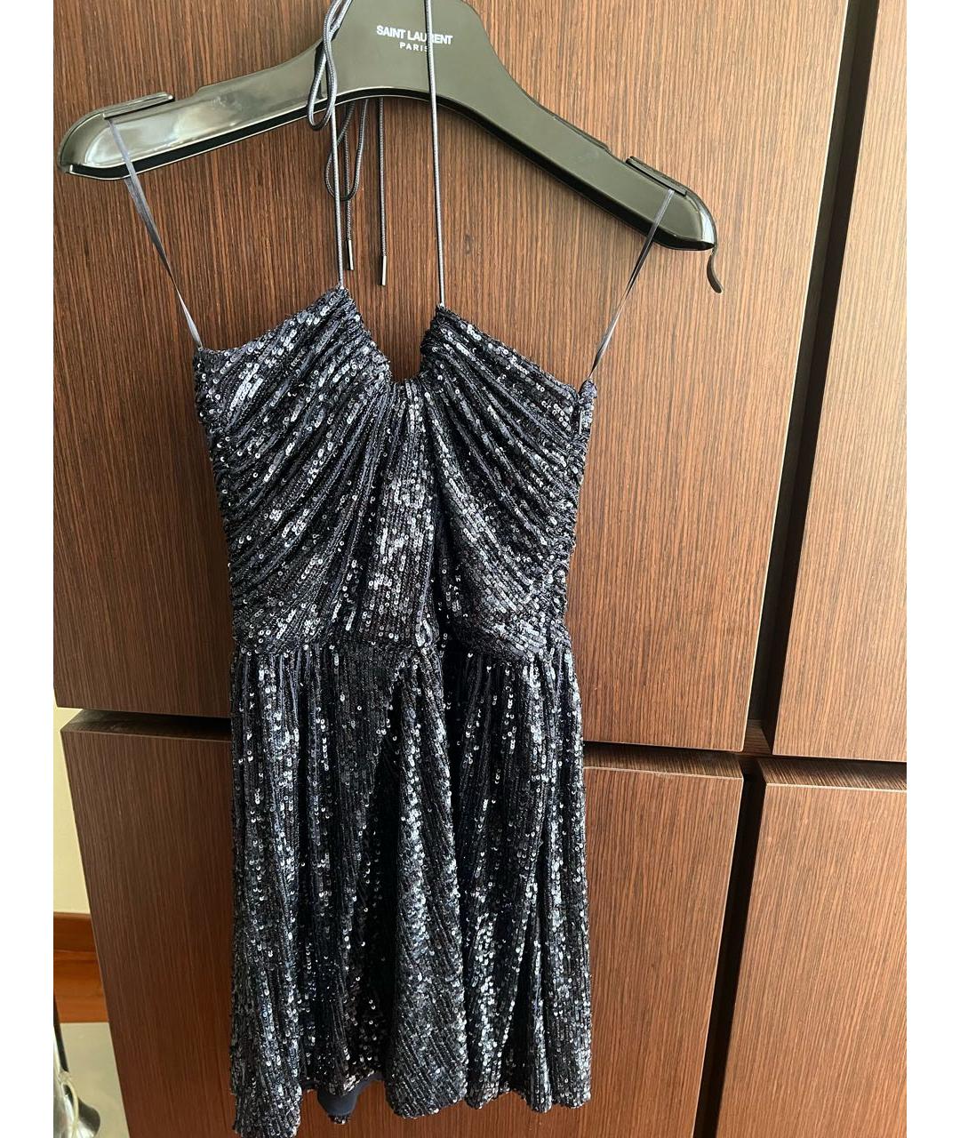 SAINT LAURENT Темно-синее коктейльное платье, фото 3