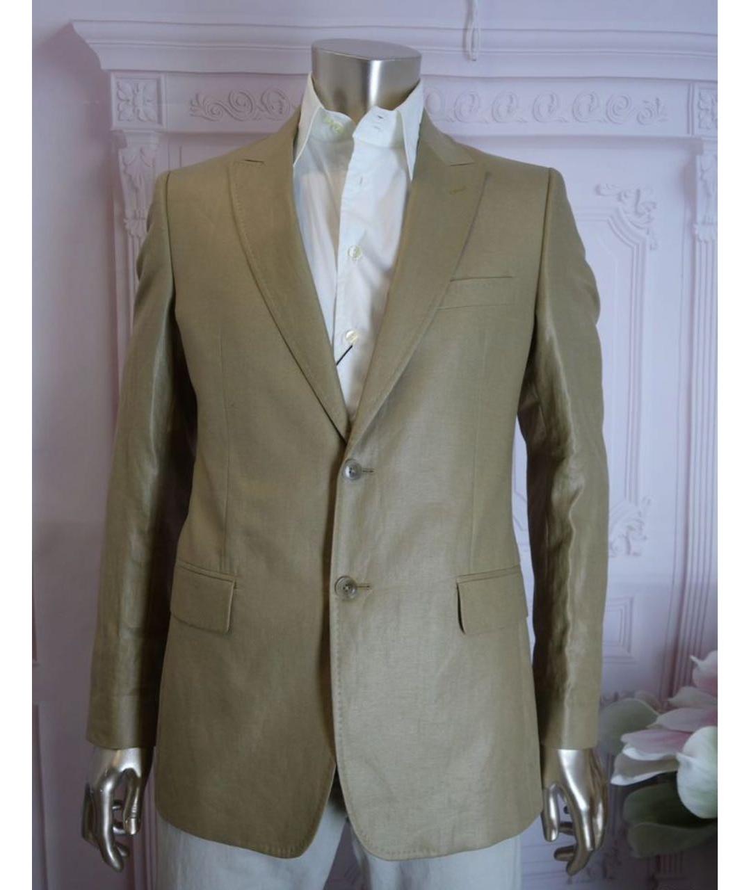 DOLCE&GABBANA Бежевый льняной пиджак, фото 5