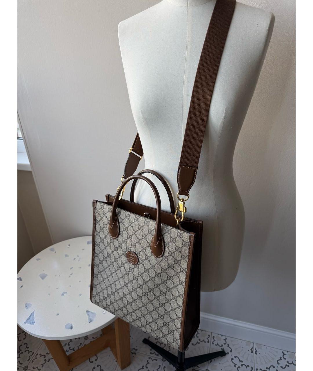 GUCCI Бежевая сумка тоут, фото 5