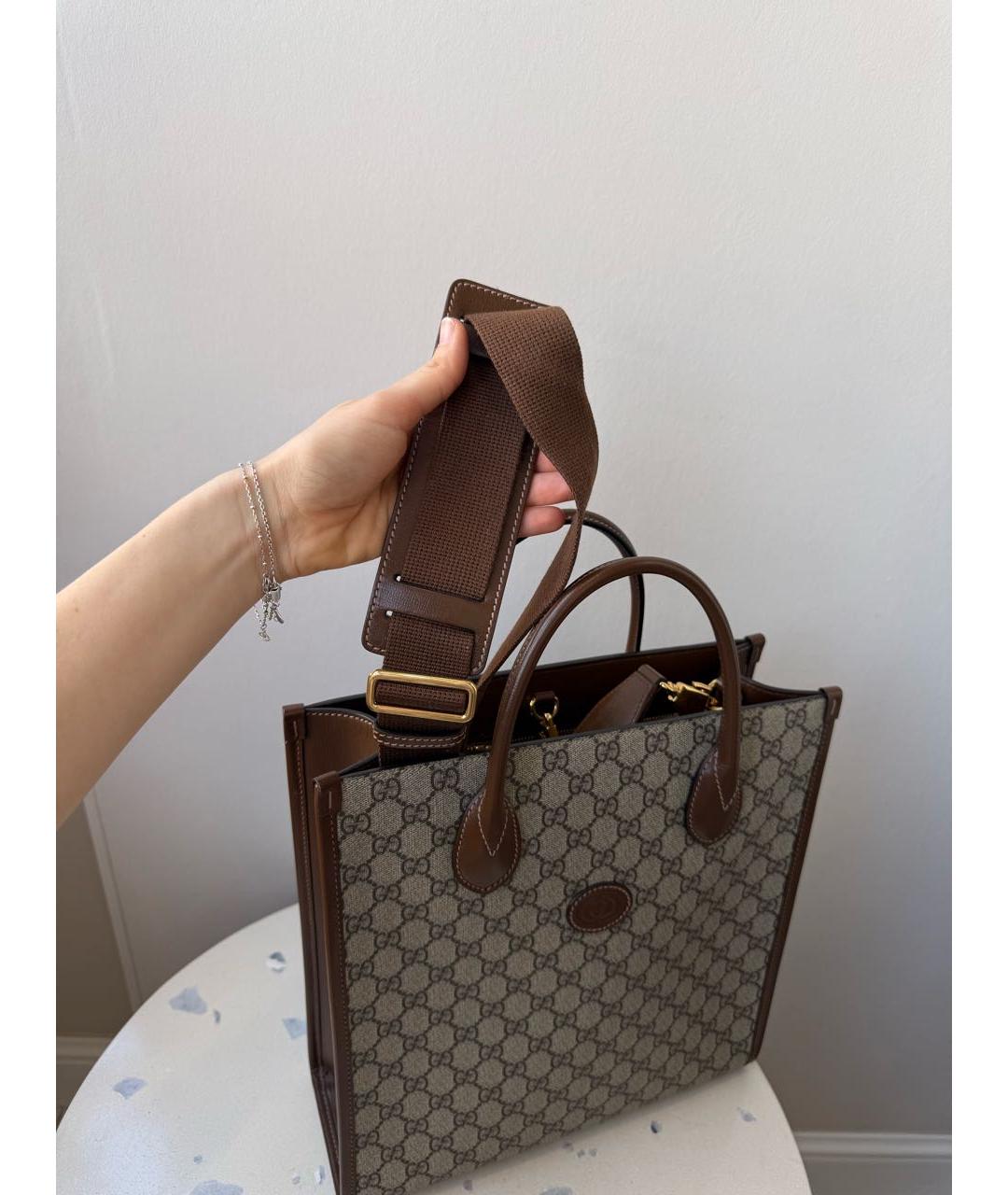 GUCCI Бежевая сумка тоут, фото 7