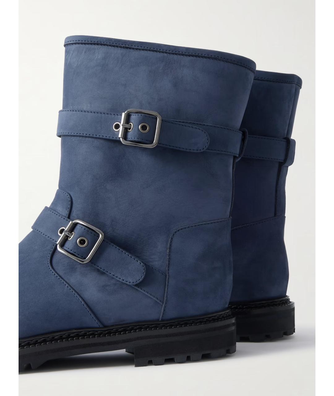 MANOLO BLAHNIK Темно-синие нубуковые полусапоги, фото 4