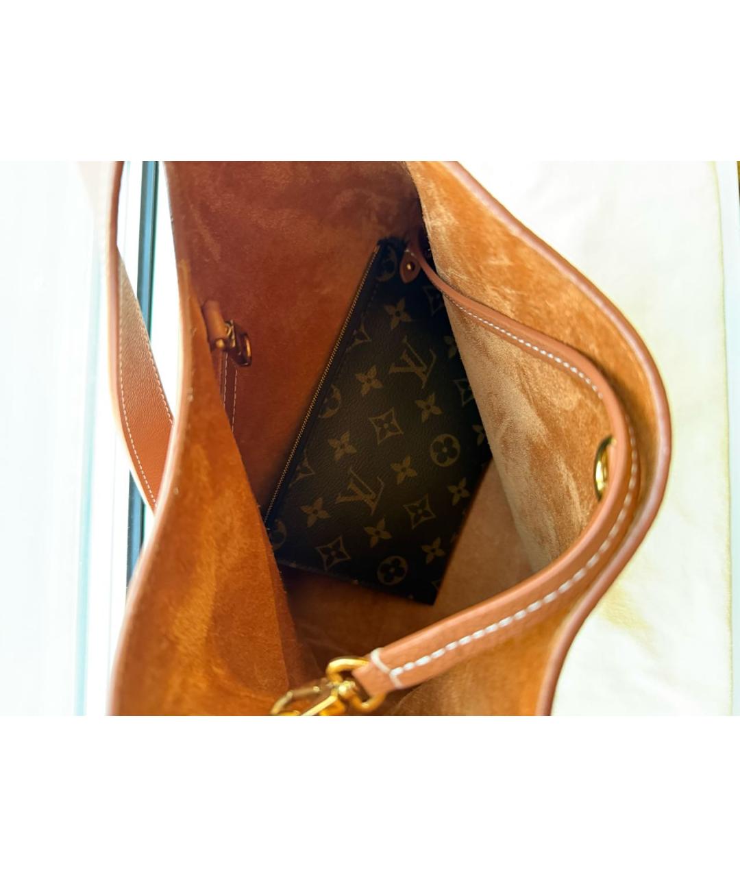 LOUIS VUITTON Коричневая кожаная сумка через плечо, фото 4