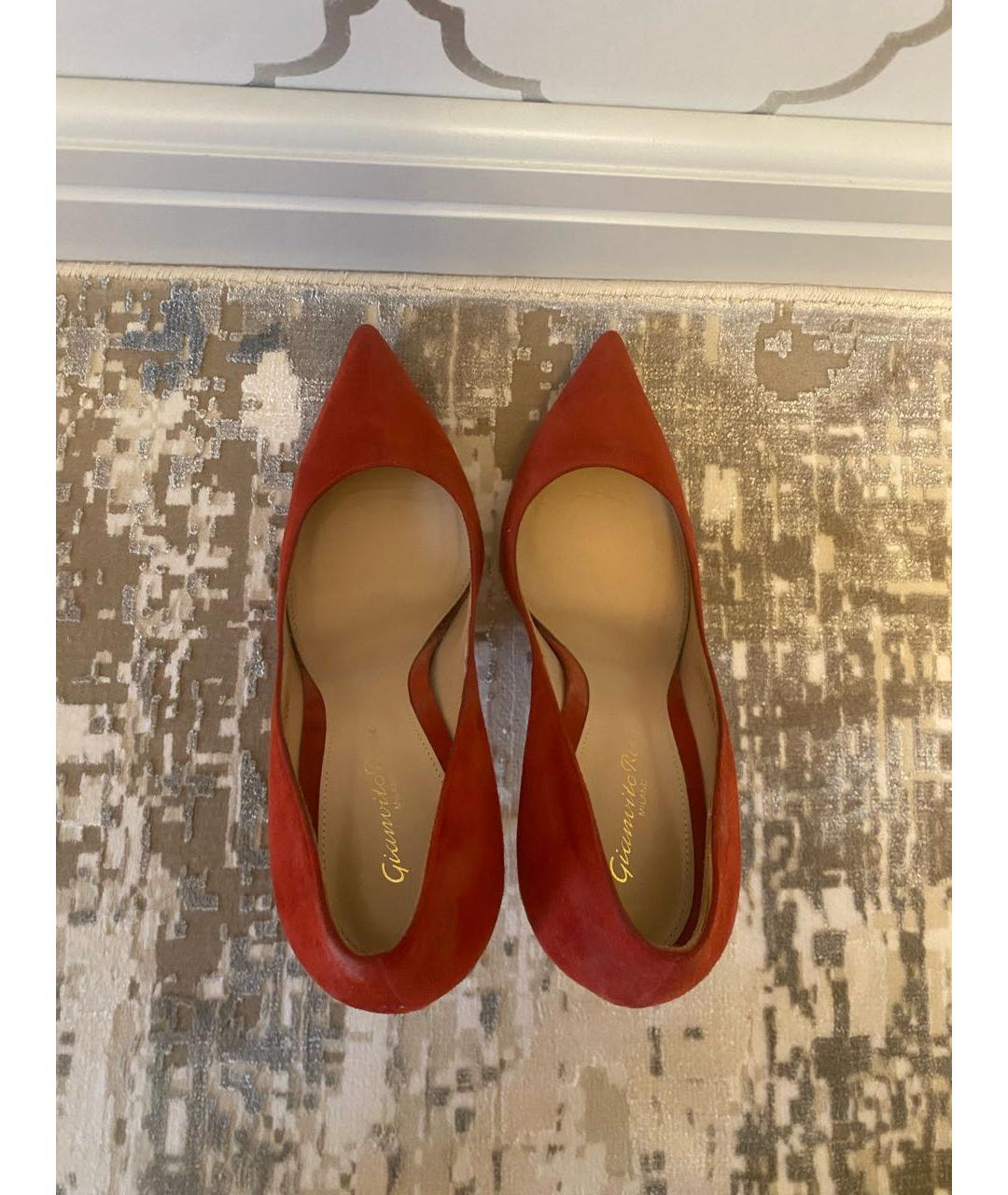 GIANVITO ROSSI Красные замшевые туфли, фото 4