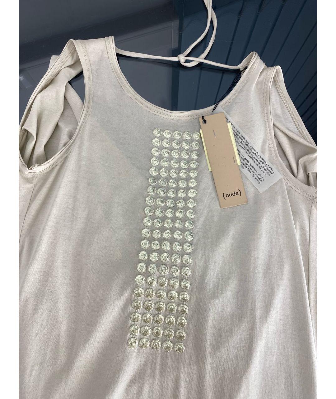 NUDE Бежевое хлопковое повседневное платье, фото 3