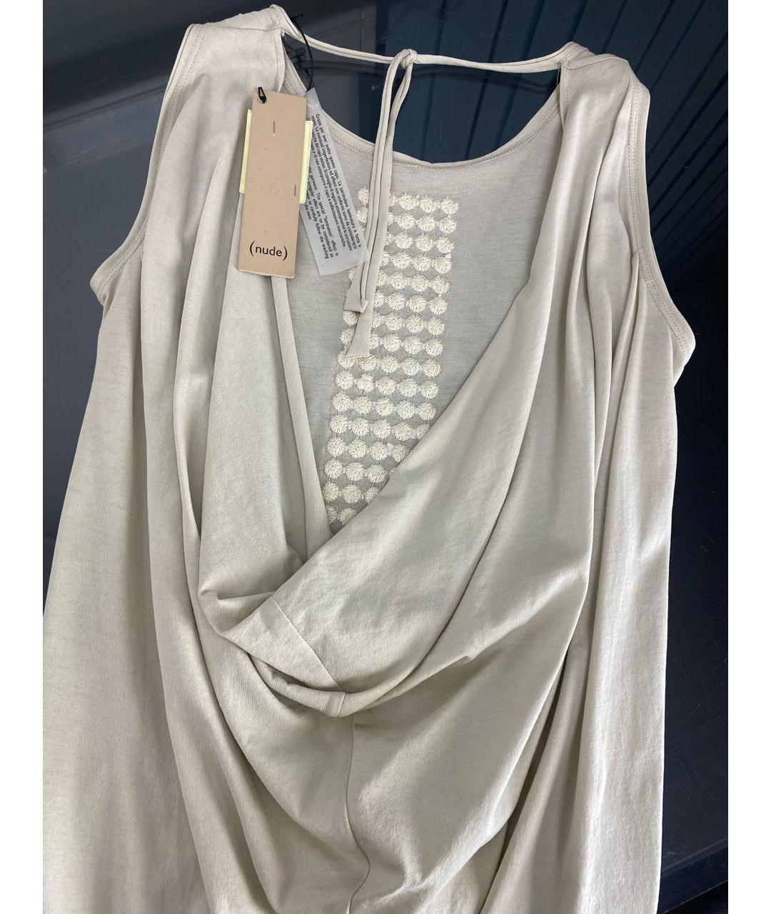 NUDE Бежевое хлопковое повседневное платье, фото 4