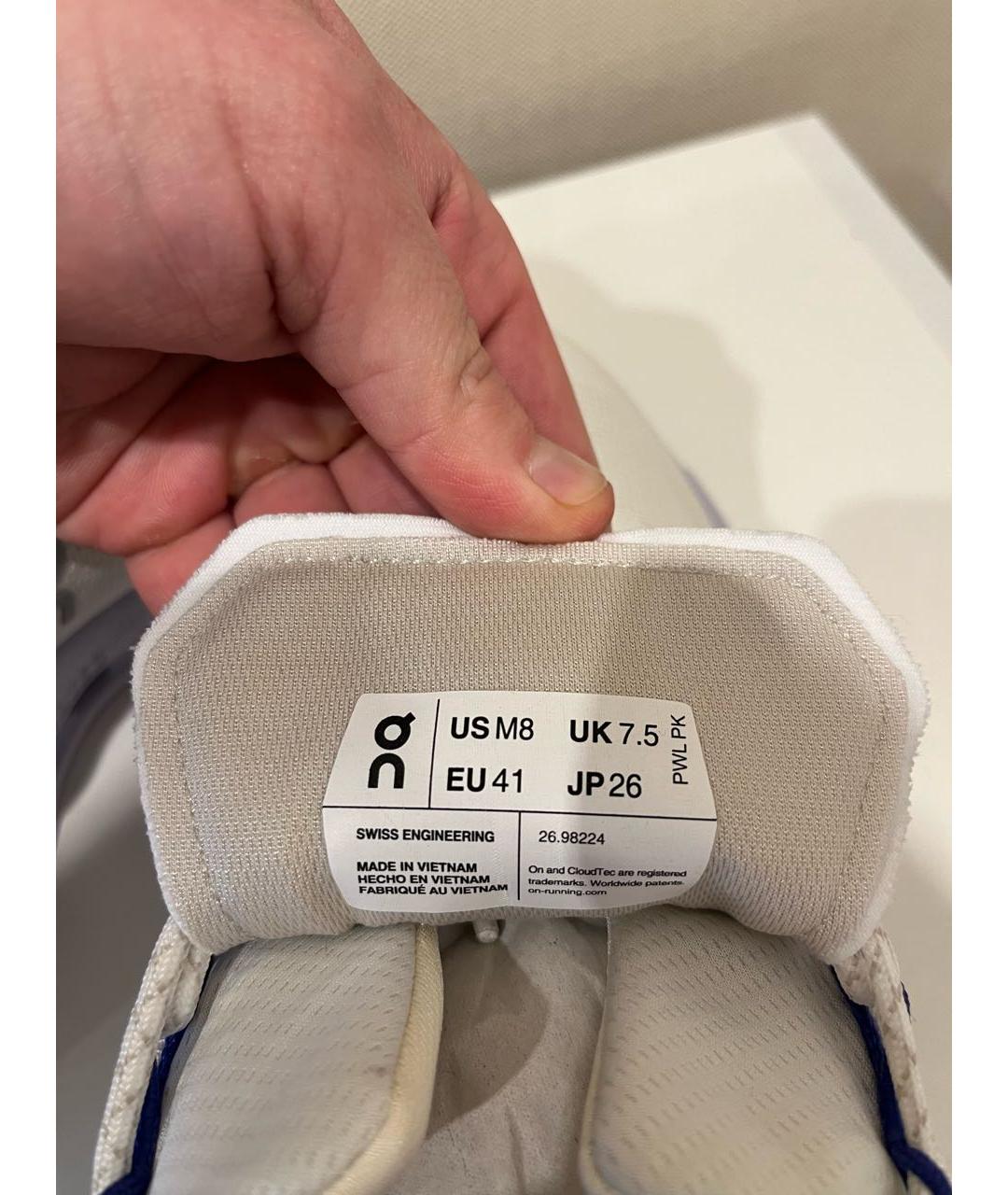 ON Белые текстильные низкие кроссовки / кеды, фото 8