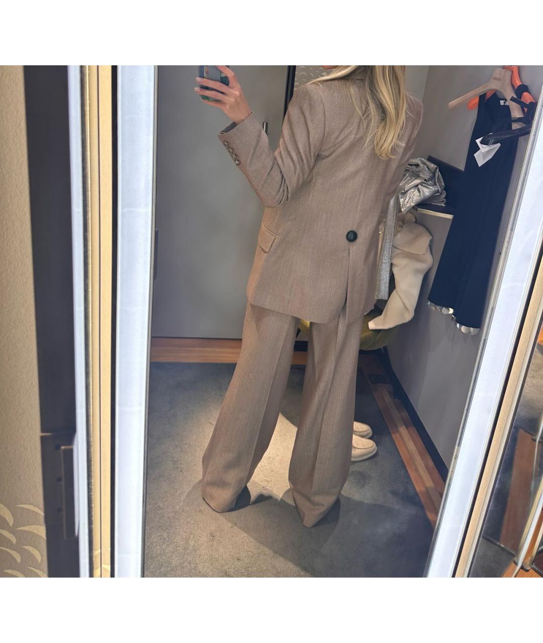 STELLA MCCARTNEY Бежевый шерстяной костюм с брюками, фото 8