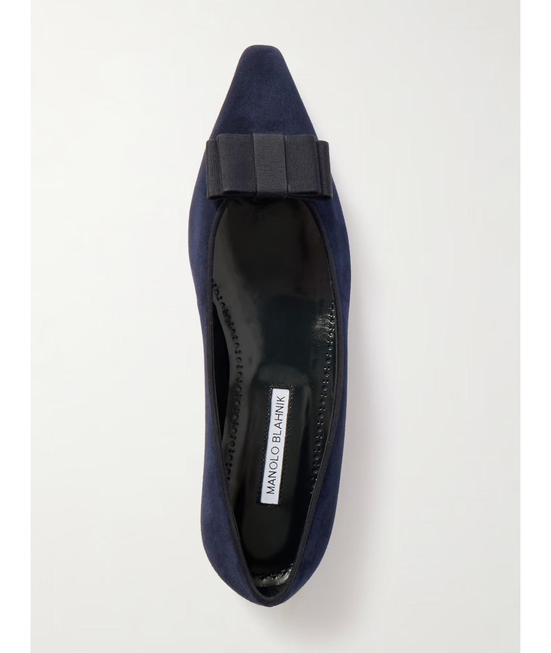 MANOLO BLAHNIK Темно-синие замшевые балетки, фото 5